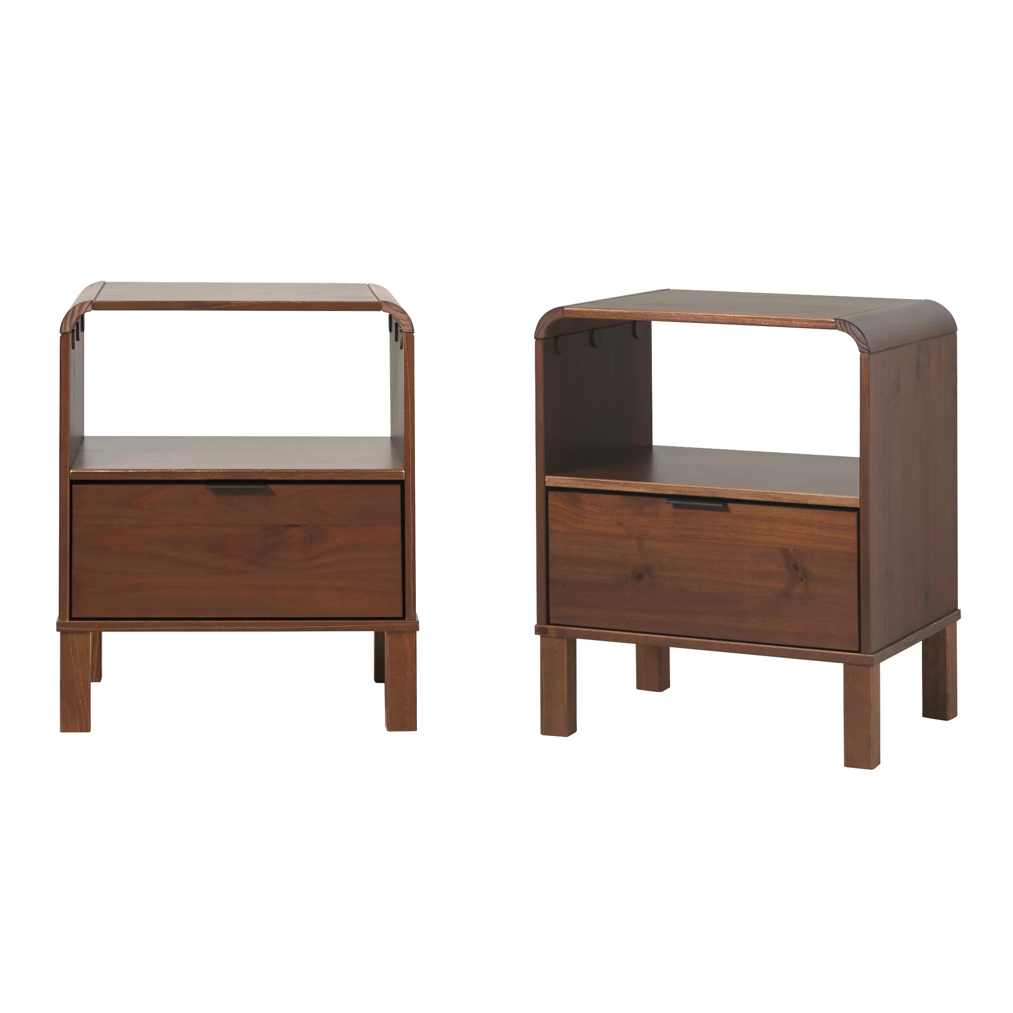 Elias Modern Curved-Frame Solid Wood Nightstand