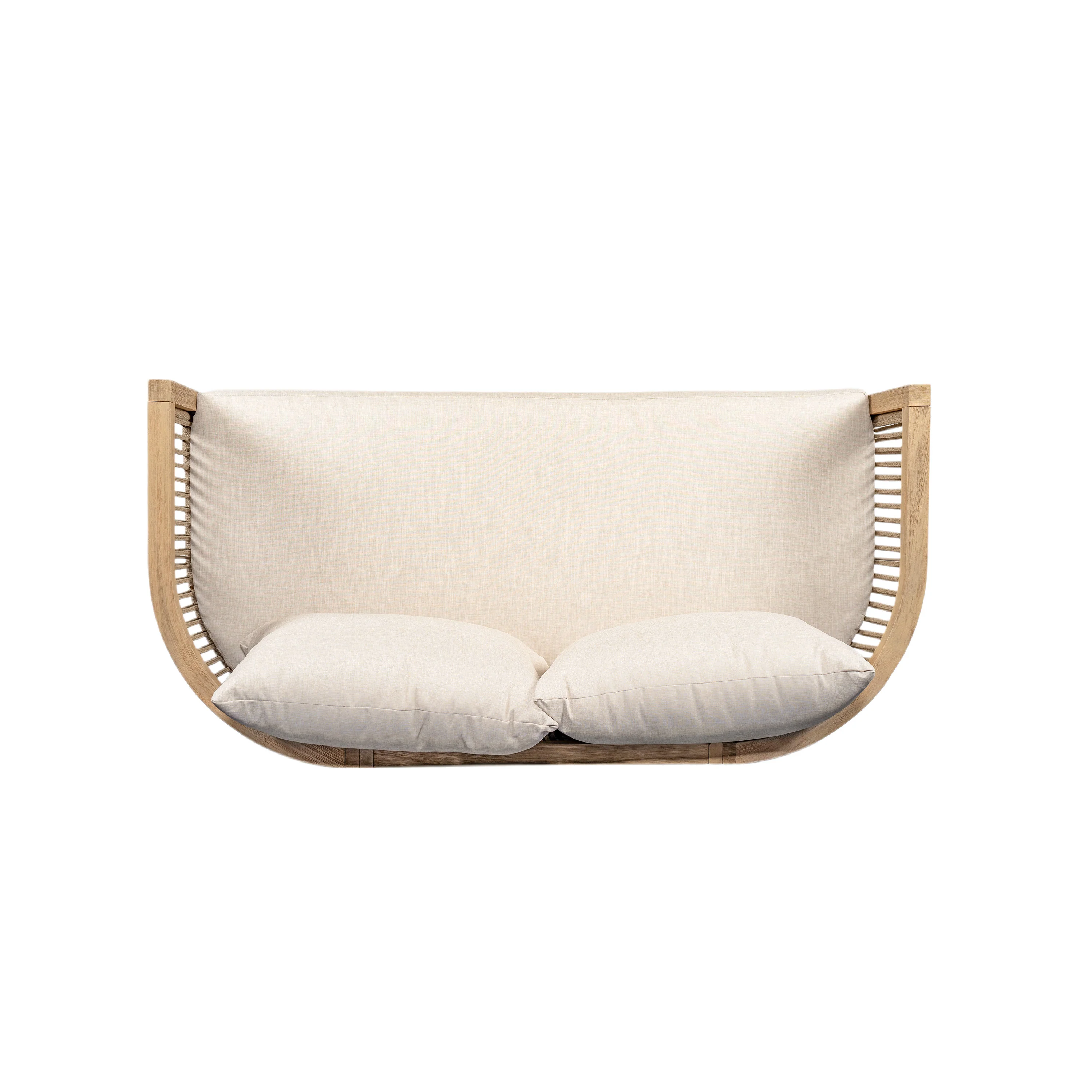 Walker Edison | 54.4'' Outdoor Acacia Wood Loveseat with Cushions