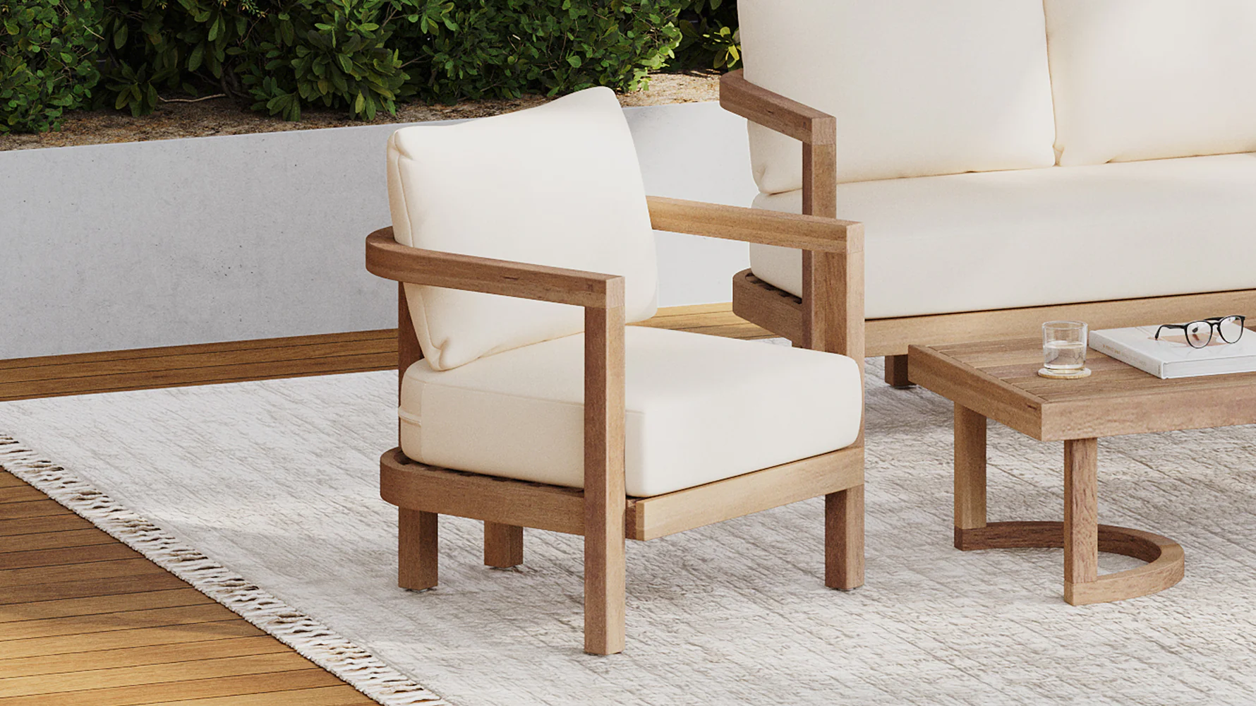Walker Edison | Modern Outdoor Acacia Wood Patio Club Chair