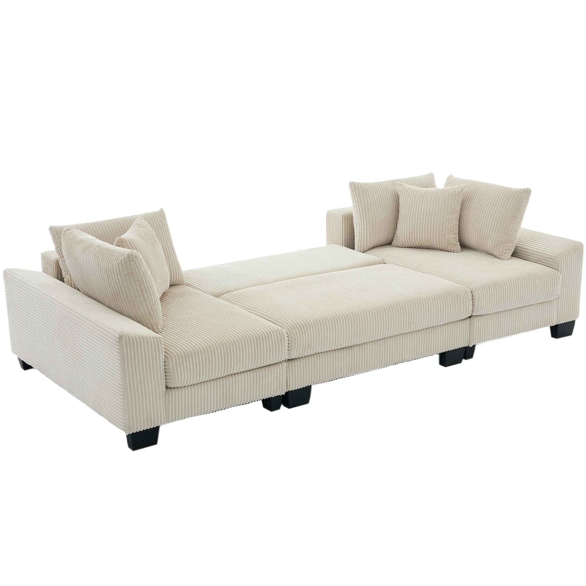 Walker Edison | Corduroy Pull Out 114' Sleeper Sofa Bed