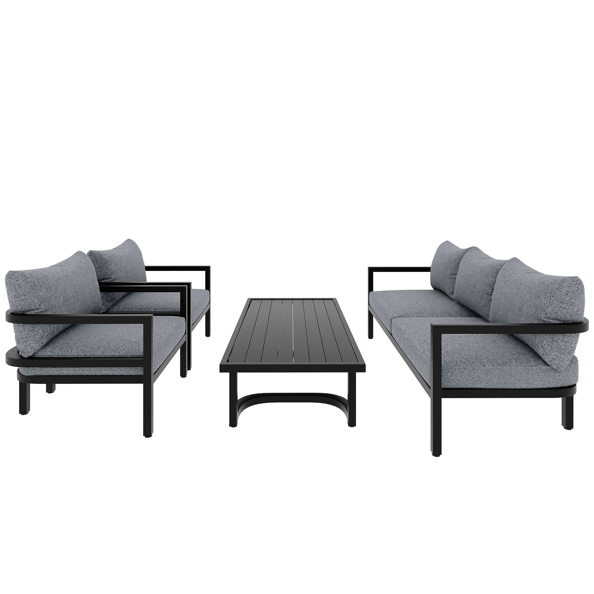 Walker Edison | Outdoor Patio Steel 4 Piece Sofa Set