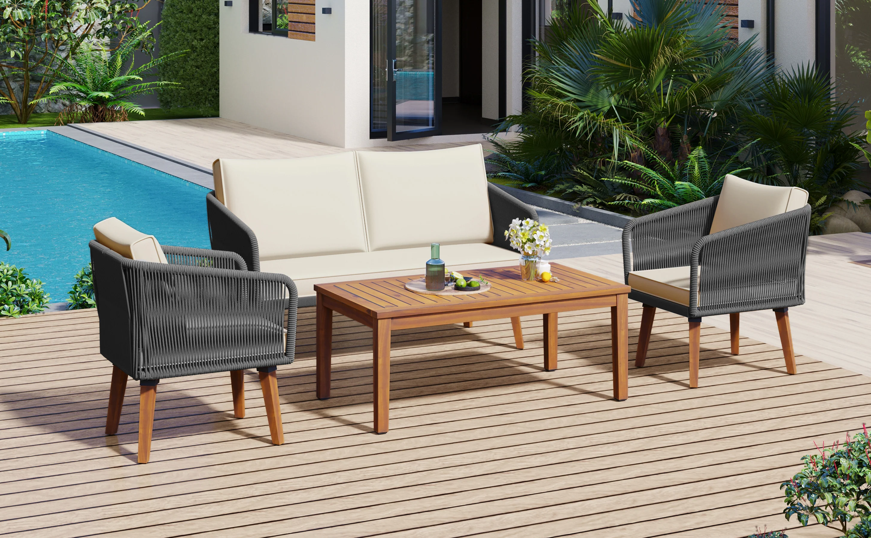 Walker Edison | Rope Patio Furniture Set