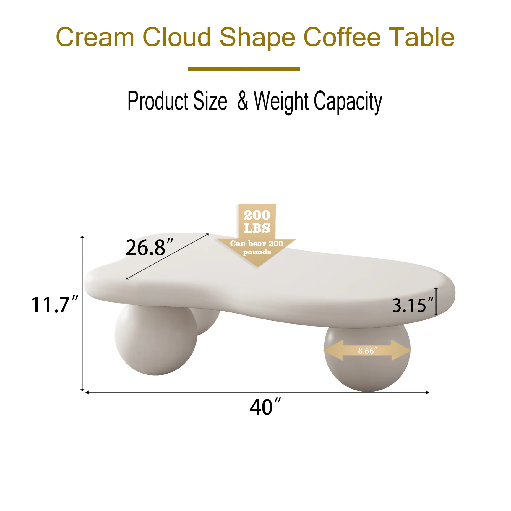 Walker Edison | Cloud Shaped Coffee Table with Ball Legs
