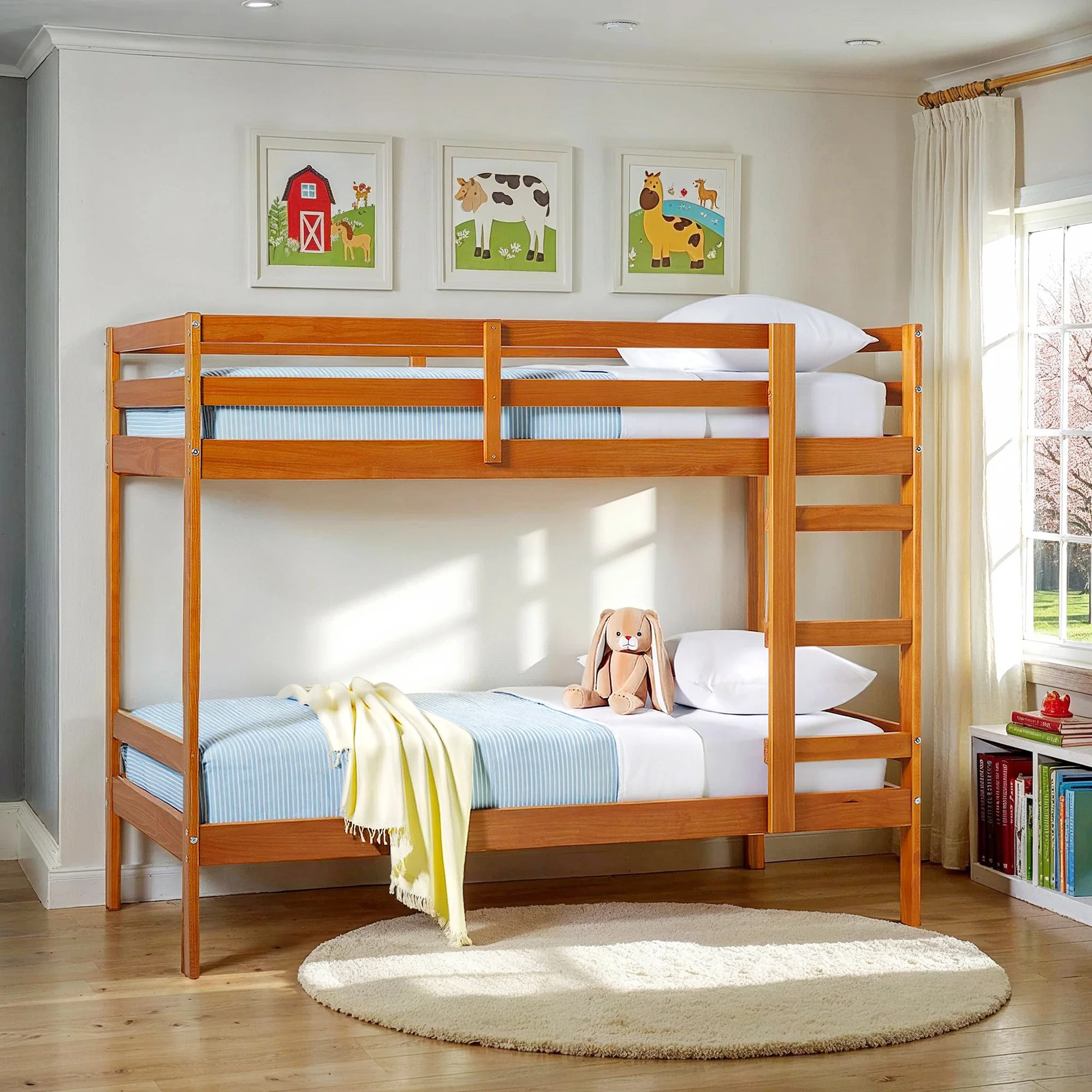 Sophie Simple Solid Wood Twin Over Twin Bunk Bed