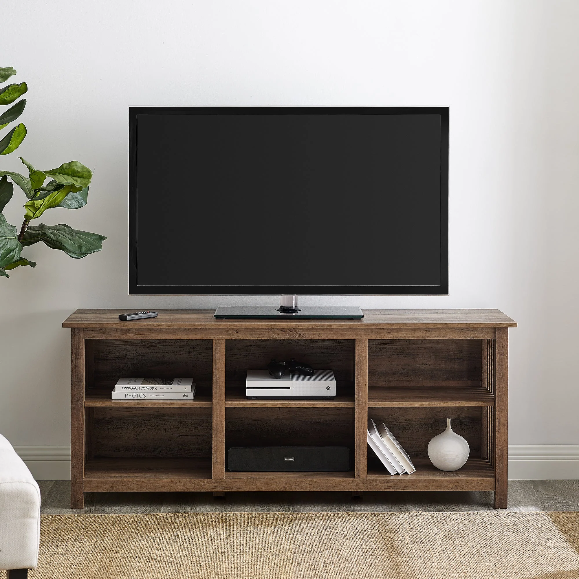 58 Slatted Side Wood Console