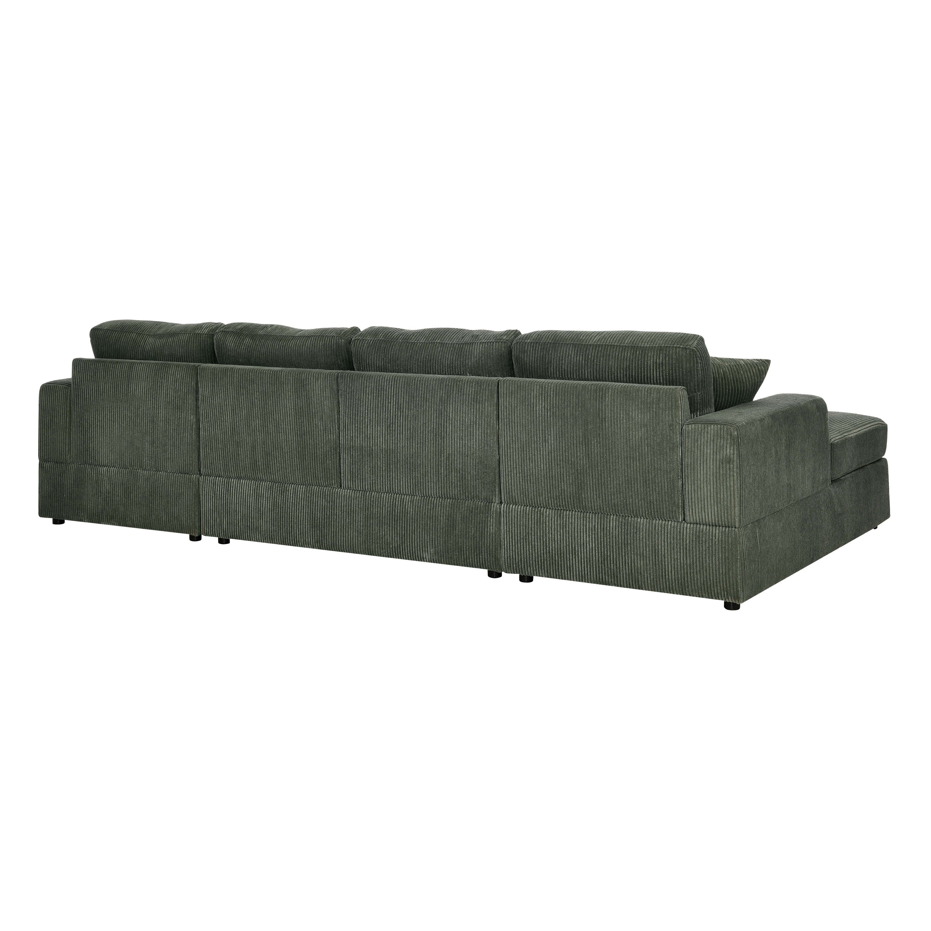 Walker Edison | Coastal Green Corduroy Double-Chaise Cloud Sectional Sofa