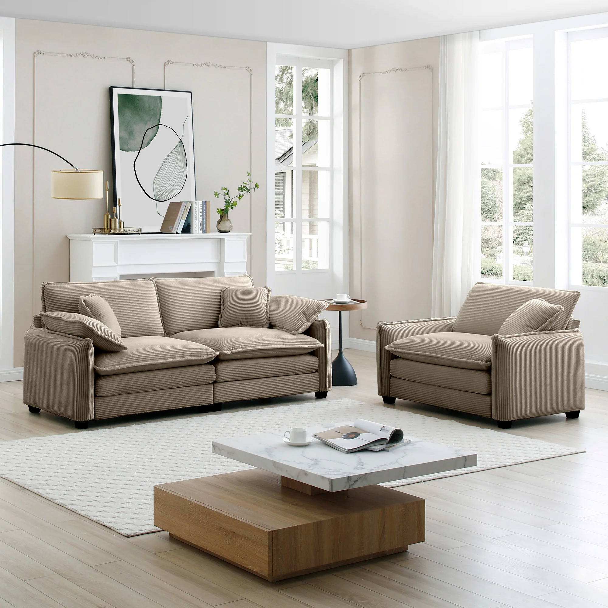 Walker Edison | Cloud Deep Seat Loveseat Sofa Set