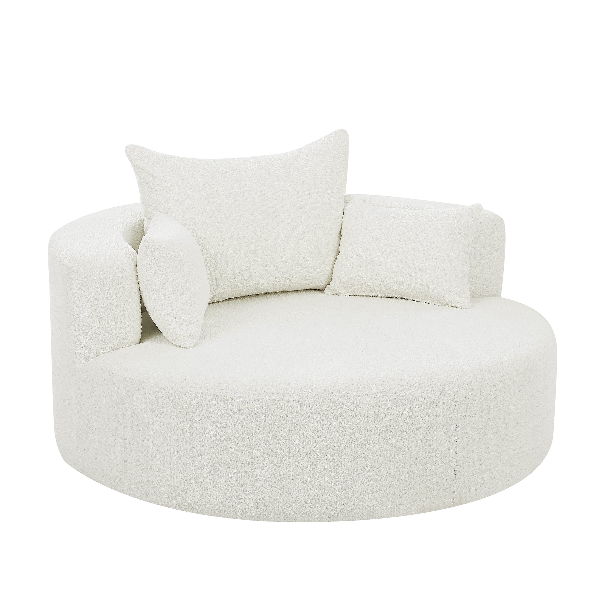 Walker Edison | 360° Swivel Accent Round Sofa Chair with Pillows