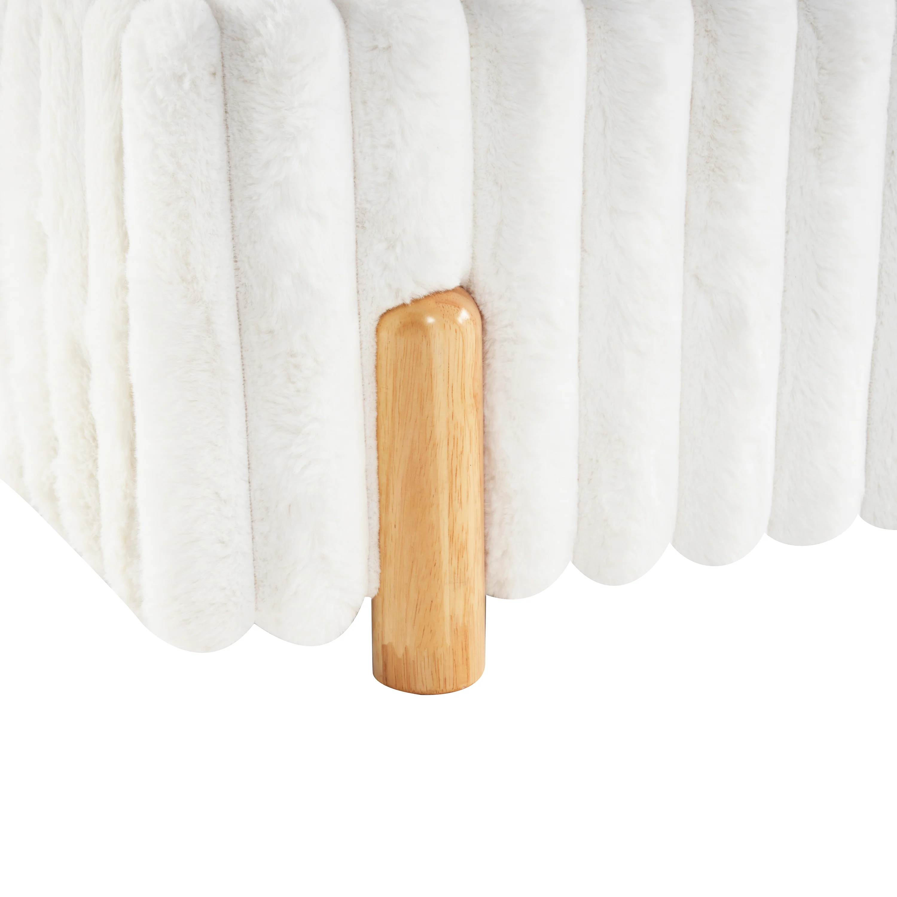 Walker Edison | Wavy White Boucle Upholstered Queen Bedframe