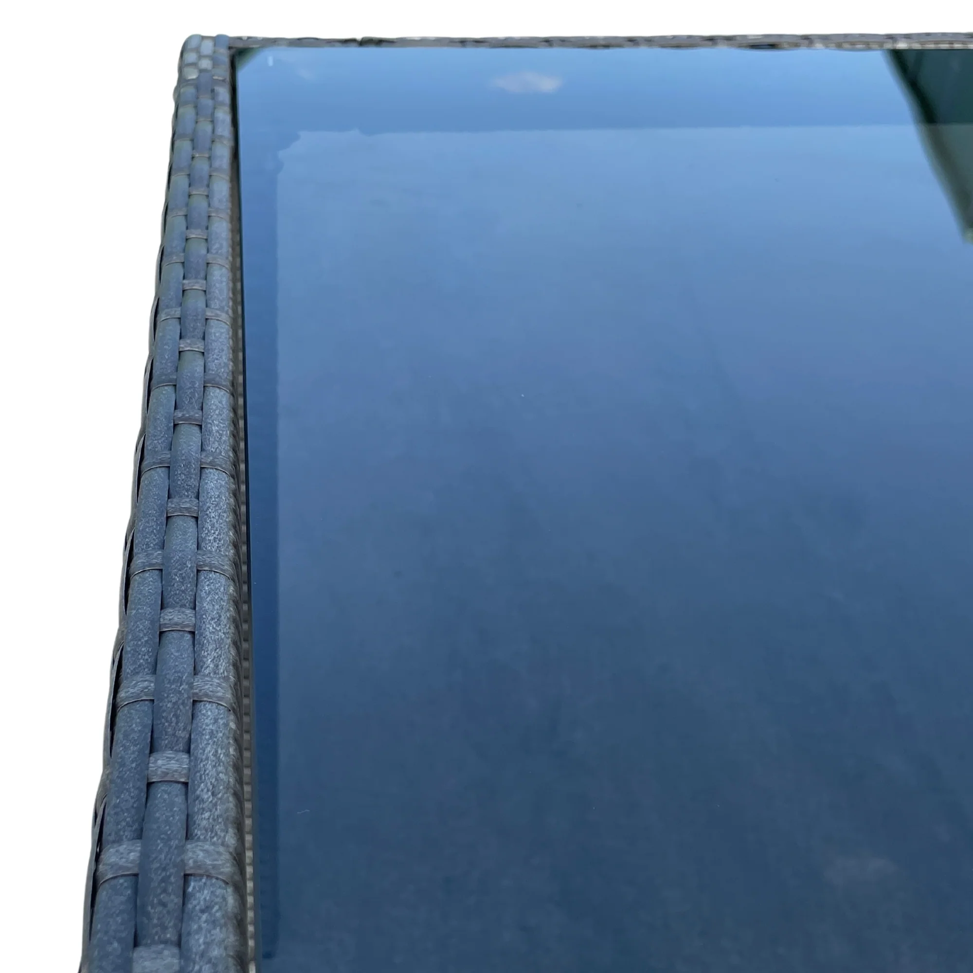 Walker Edison | 9 piece Outdoor Patio Wicker Dining Set with Glass Top