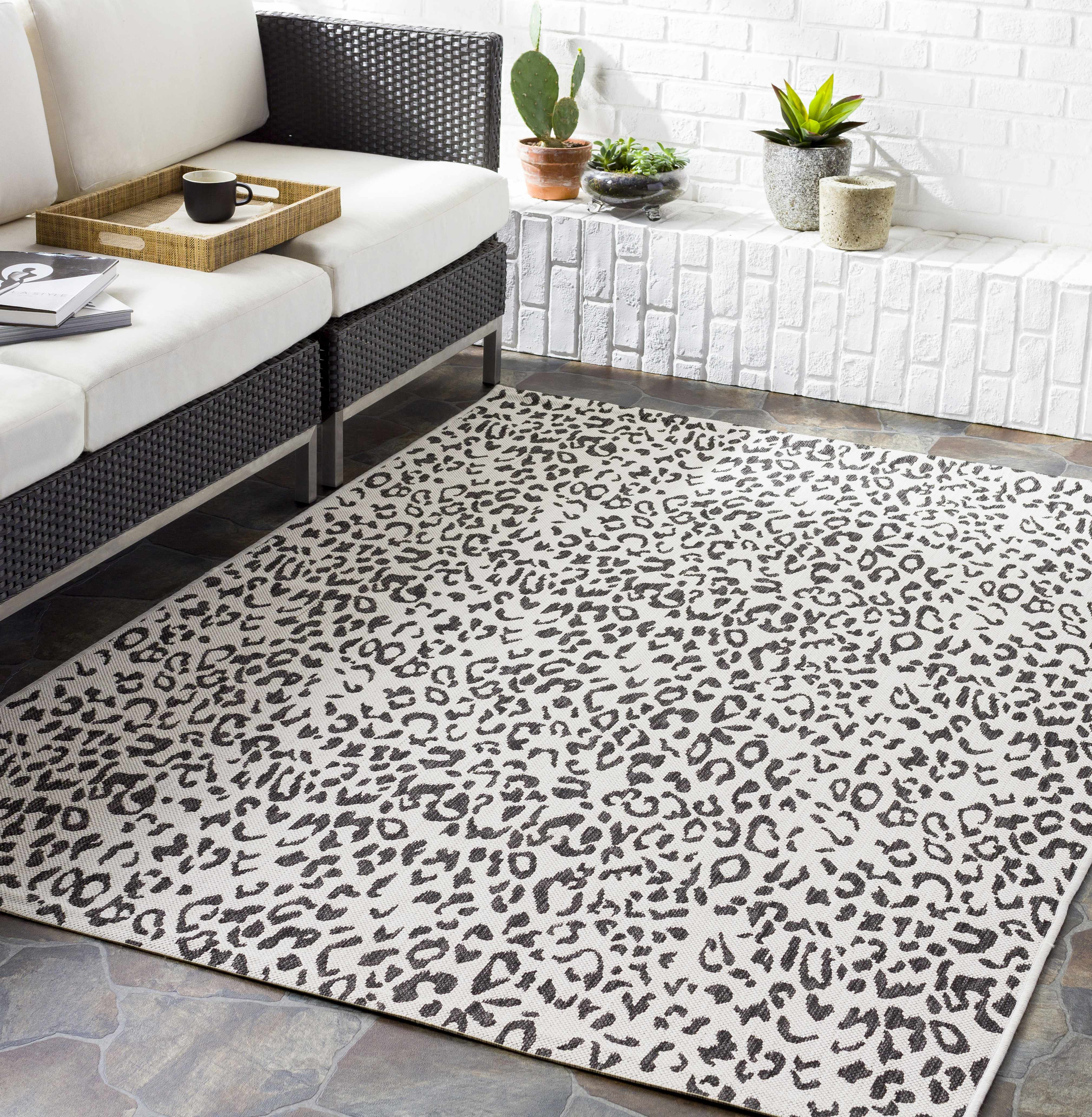 Boutique Rugs - Alderbury White Leopard Print Rug