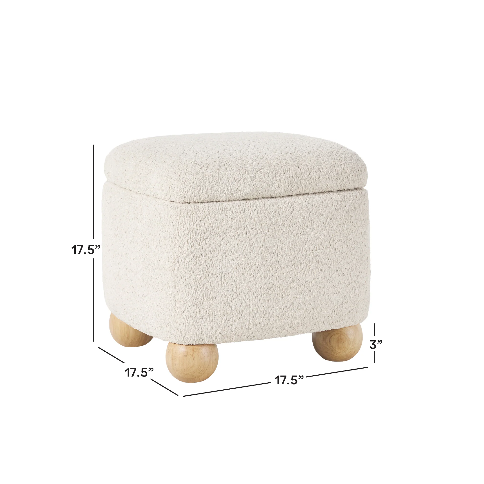 Linley Contemporary Boucle Easy Assembly Upholstered Small Storage Ottoman