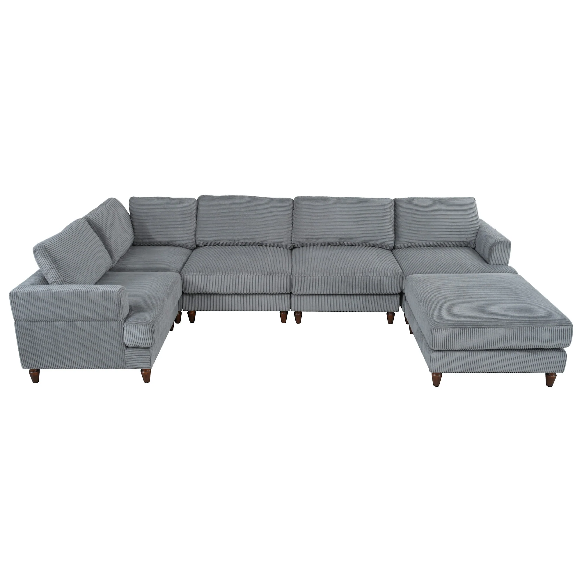 Walker Edison | Corduroy Modular Sectional Sofa with Ottoman