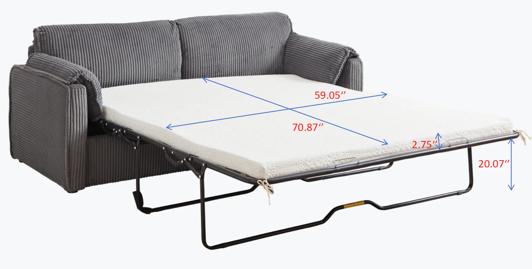 Walker Edison | Futon Grey Corduroy Pull Out Sleeper Sofa Bed