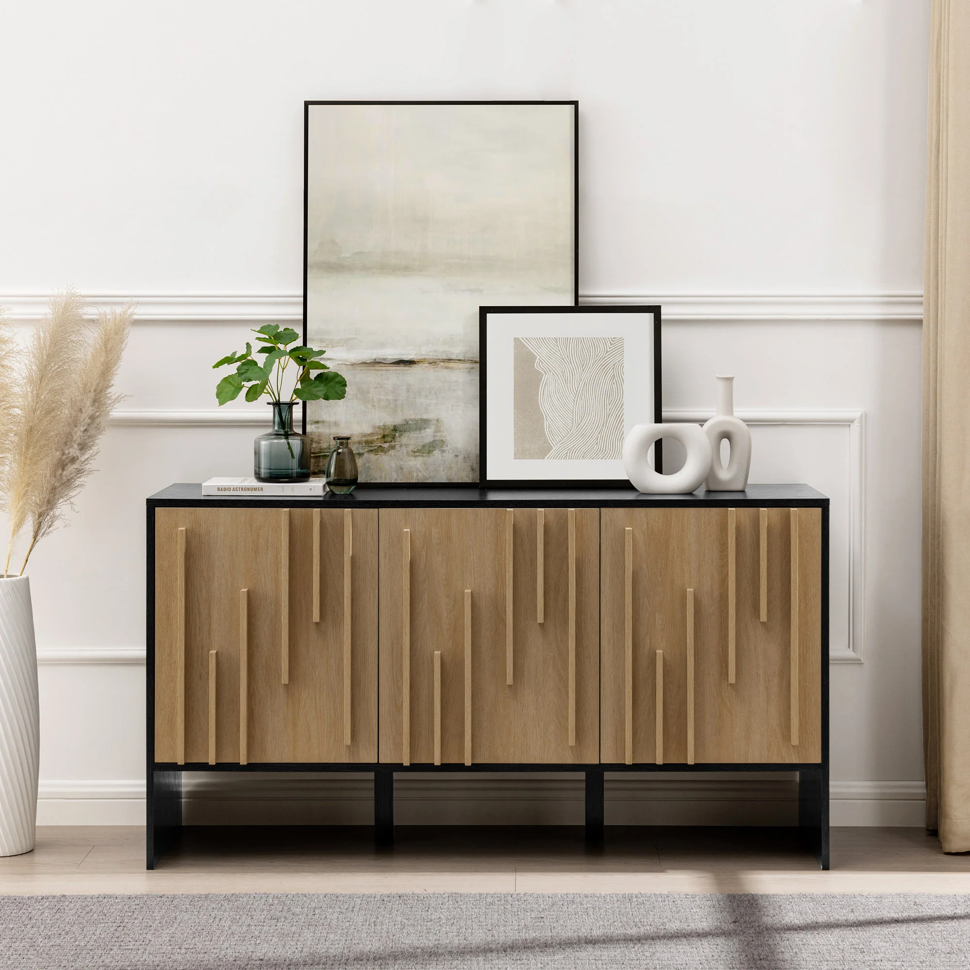 Silas Contemporary Wood Detailed-Door Sideboard / TV Stand