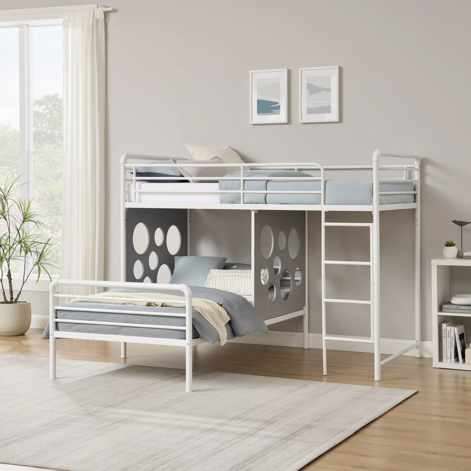 Devan 60 L-Shape Bunk Bed with Cut Out Panels