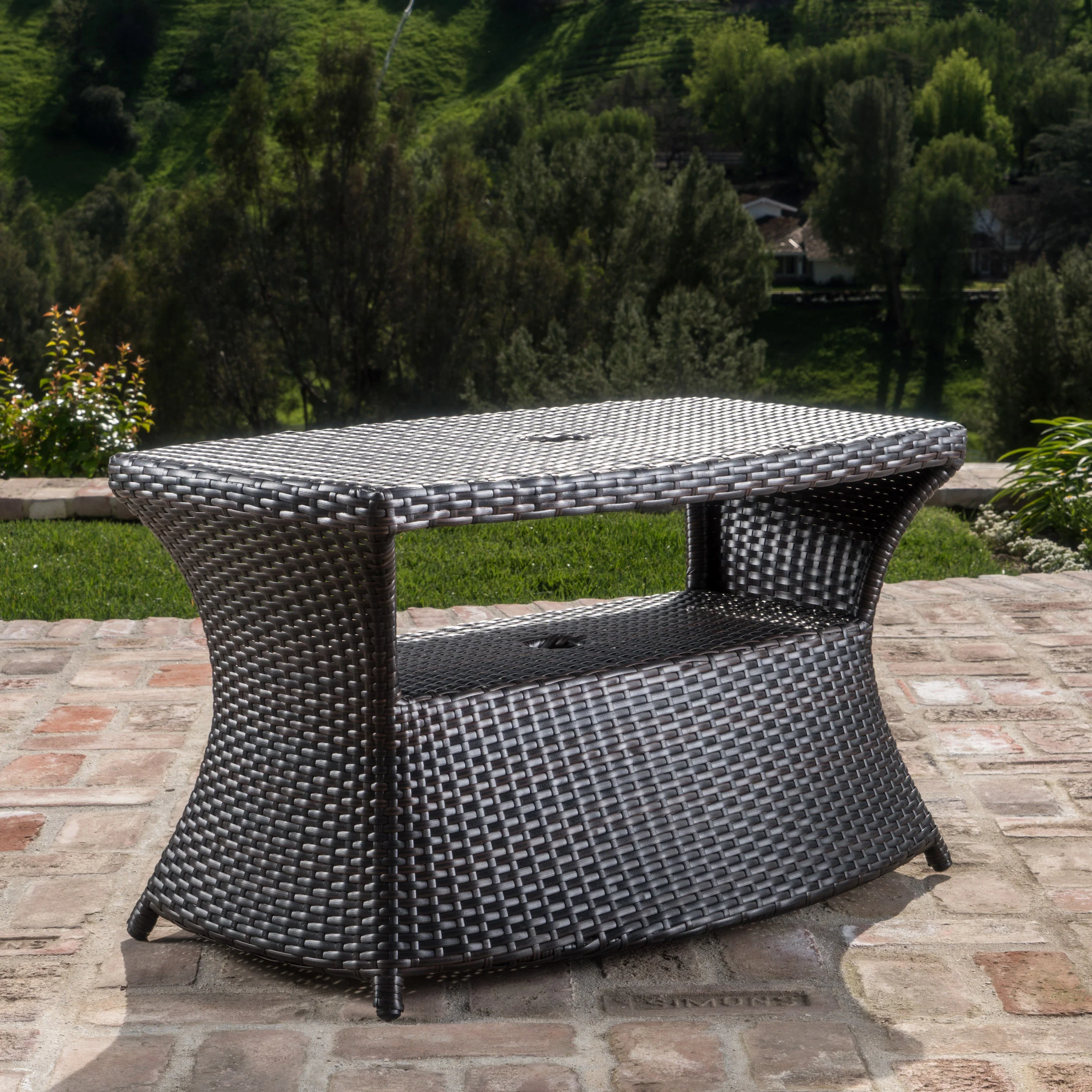 Walker Edison | Wicker Outdoor Patio Coffee Table
