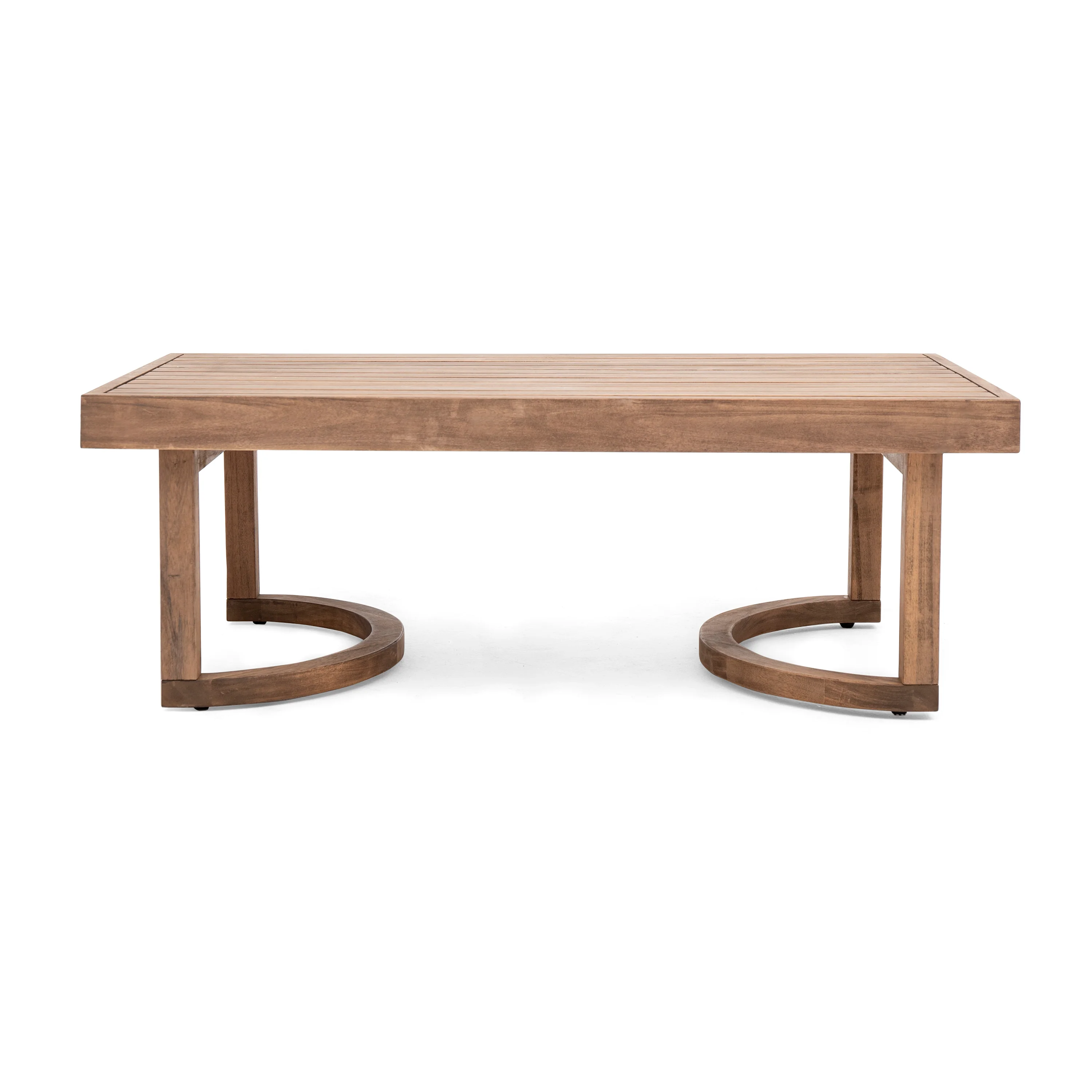 Walker Edison | Modern Outdoor Acacia Wood Patio Loveseat and Coffee Table