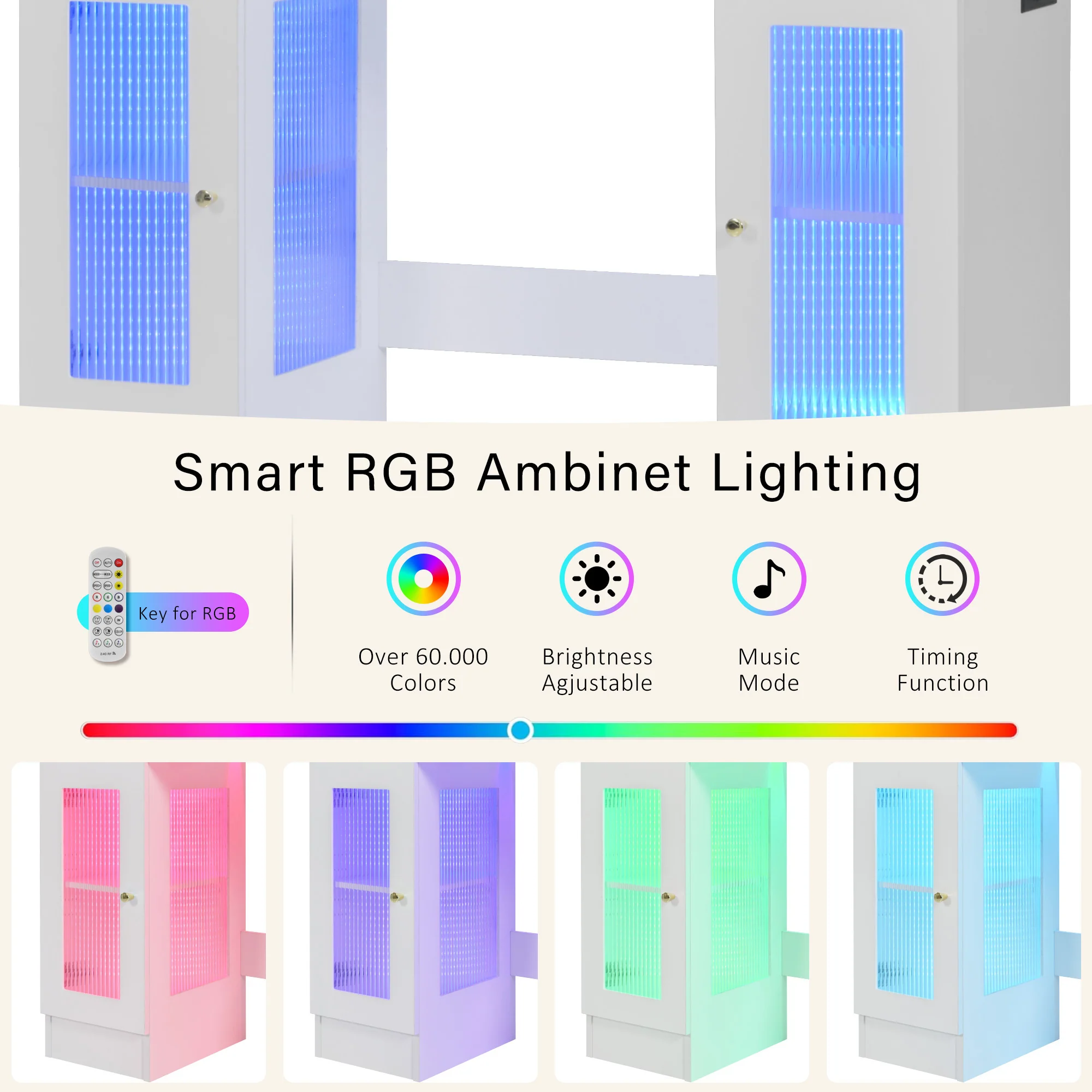 Walker Edison | Vanity Desk with Large Mirror and Hollywood Bulbs