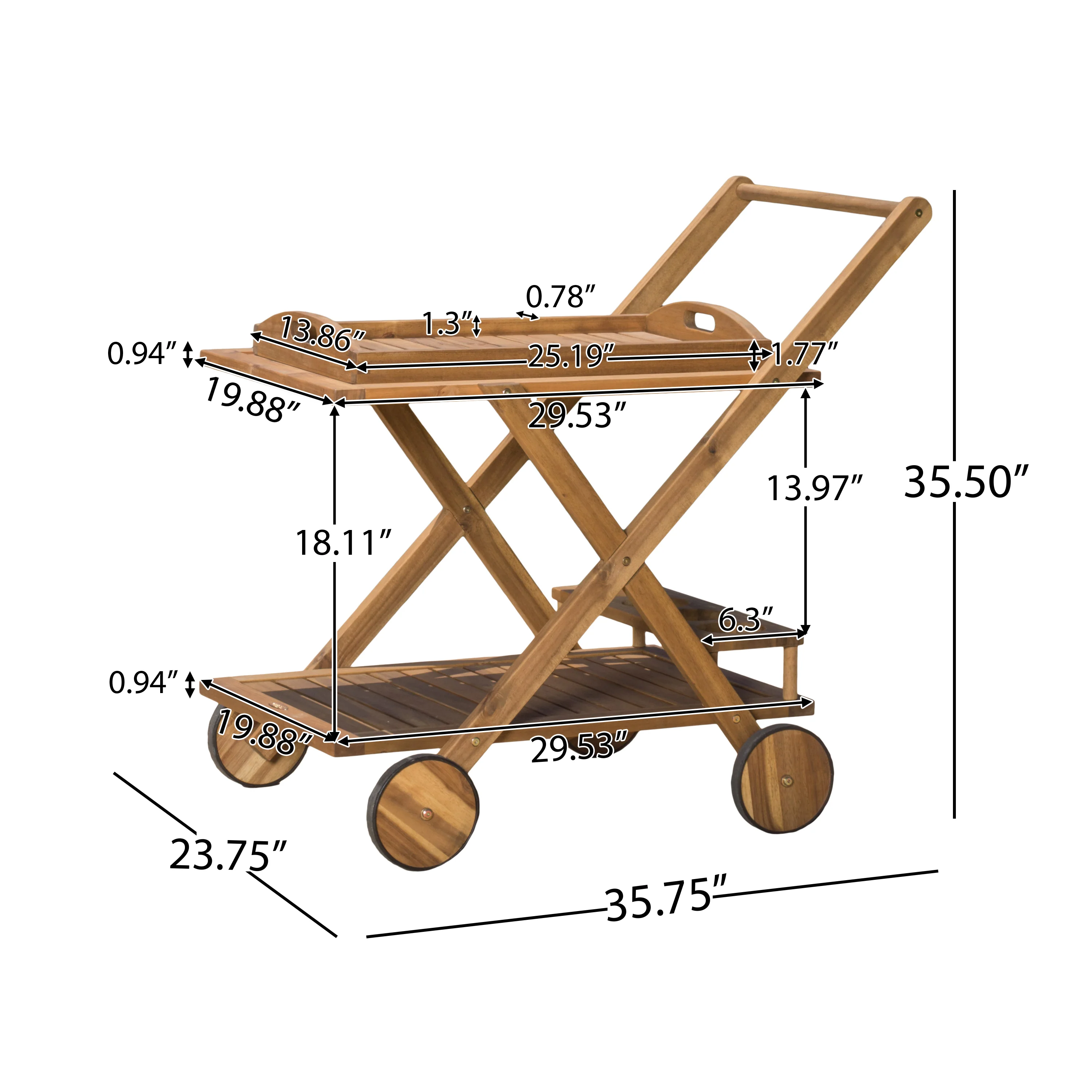 Walker Edison | Outdoor Patio Wood Bar Cart