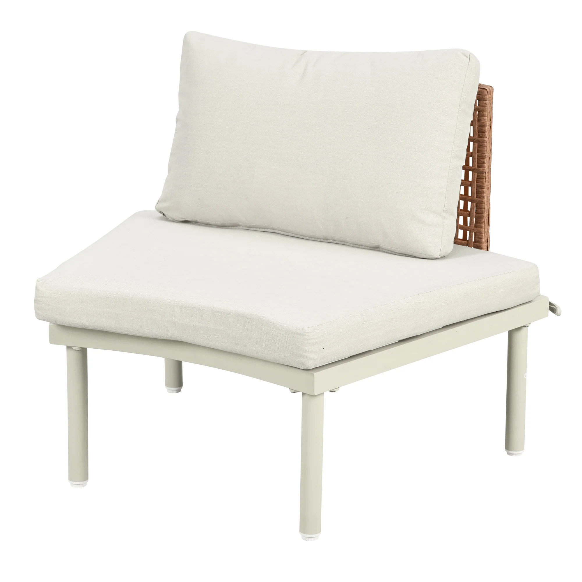 Walker Edison | Minimalist Half Moon Outdoor 8-Piece Modular Sofa Set with Nesting Tables