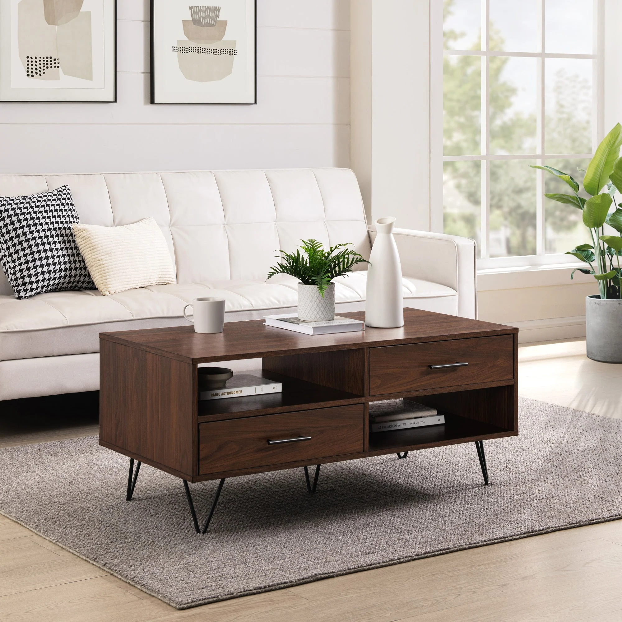 Croft 42 2-Drawer Coffee Table with Hairpin Legs