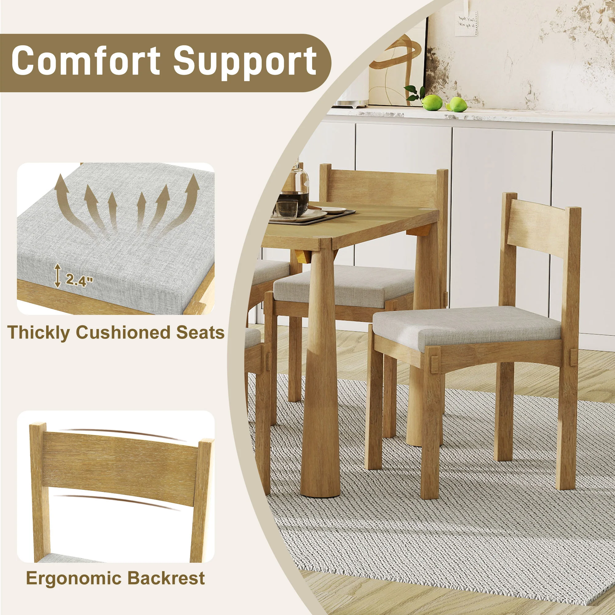 Walker Edison | Classic Modern 7-Piece Dining Table Set for 6