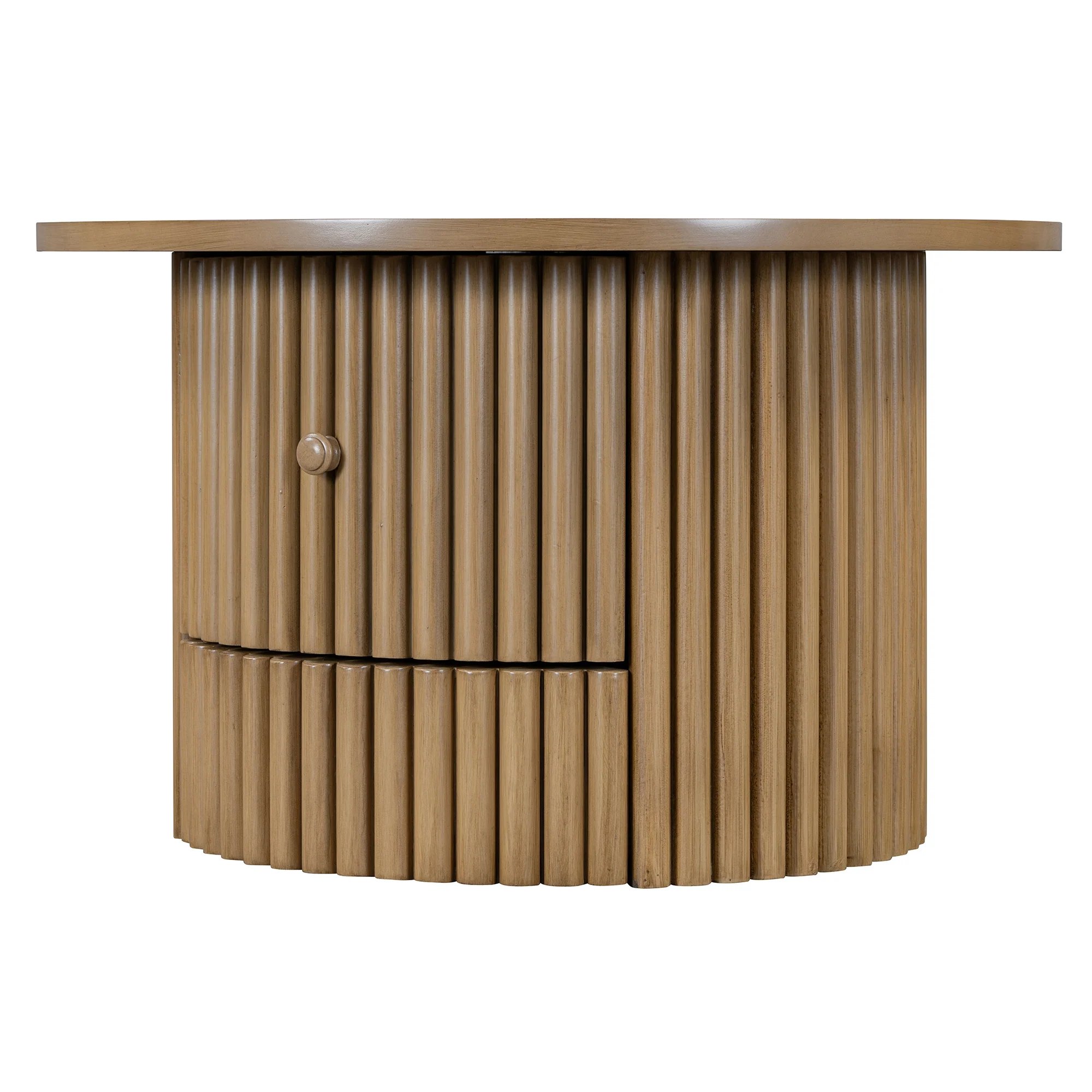 Walker Edison | Reeded Round Coffee Table with a Drawer
