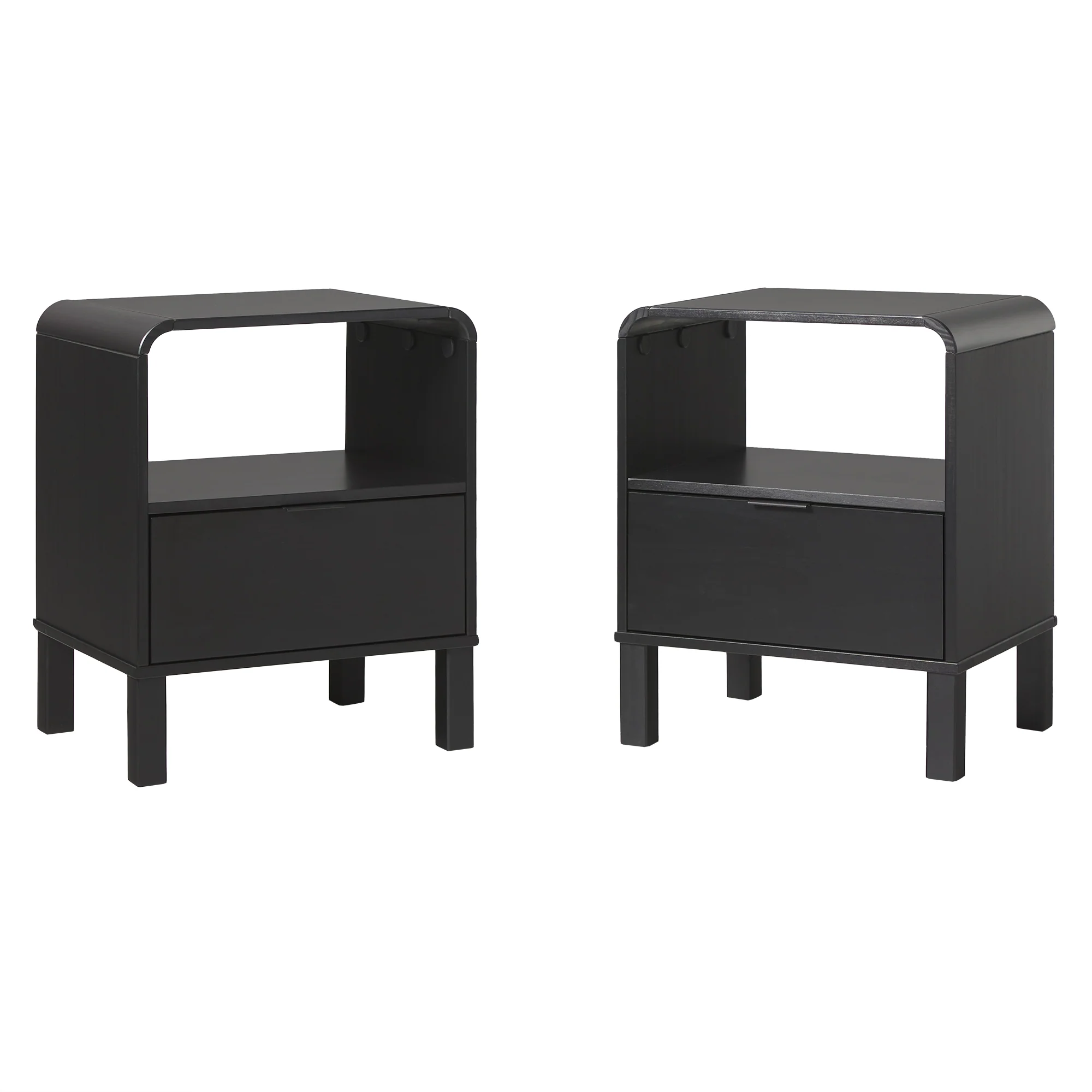 Elias Modern Curved-Frame Solid Wood Nightstand
