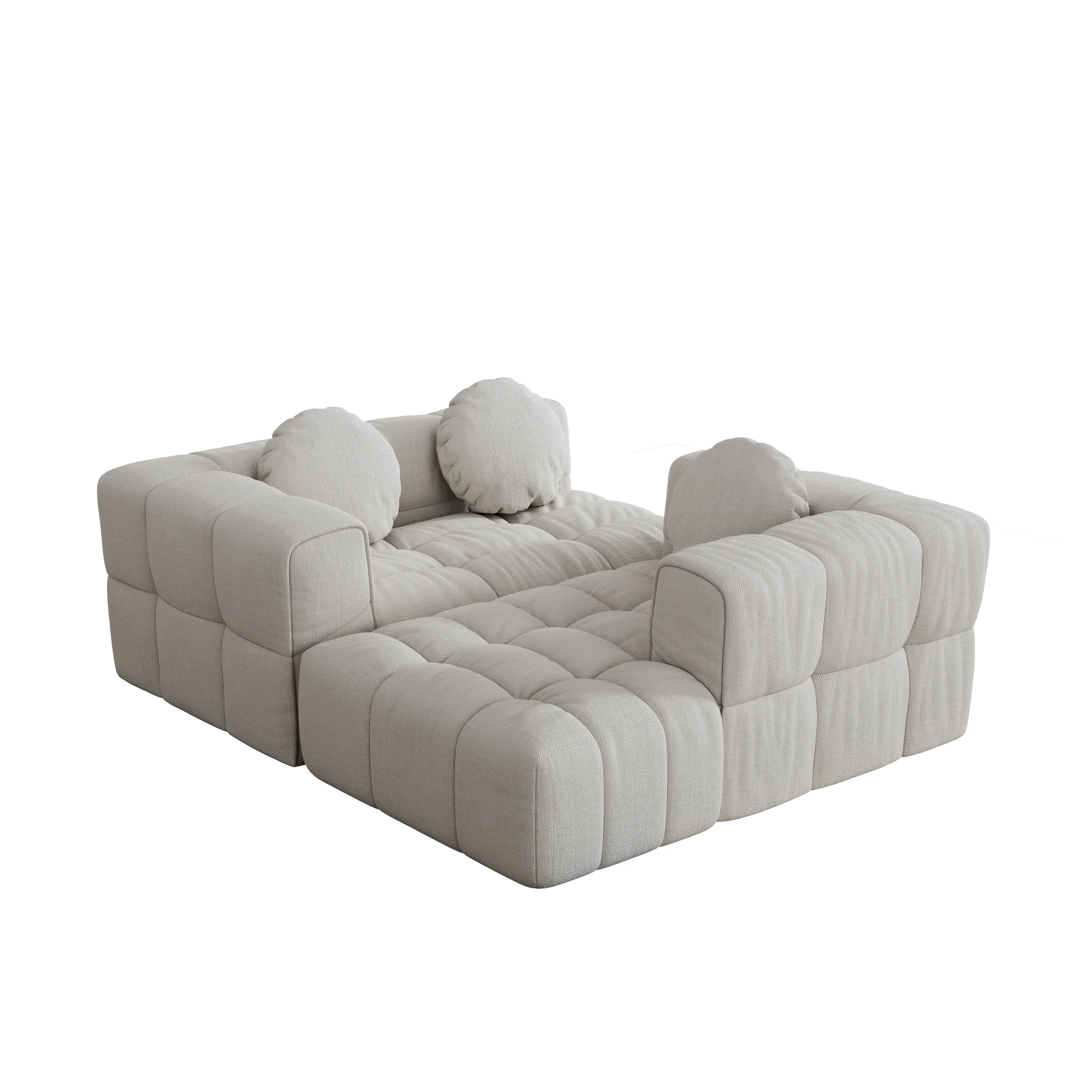 Walker Edison | Modular Minimalist Tufted Sectional Sofa Set with 3 pillows