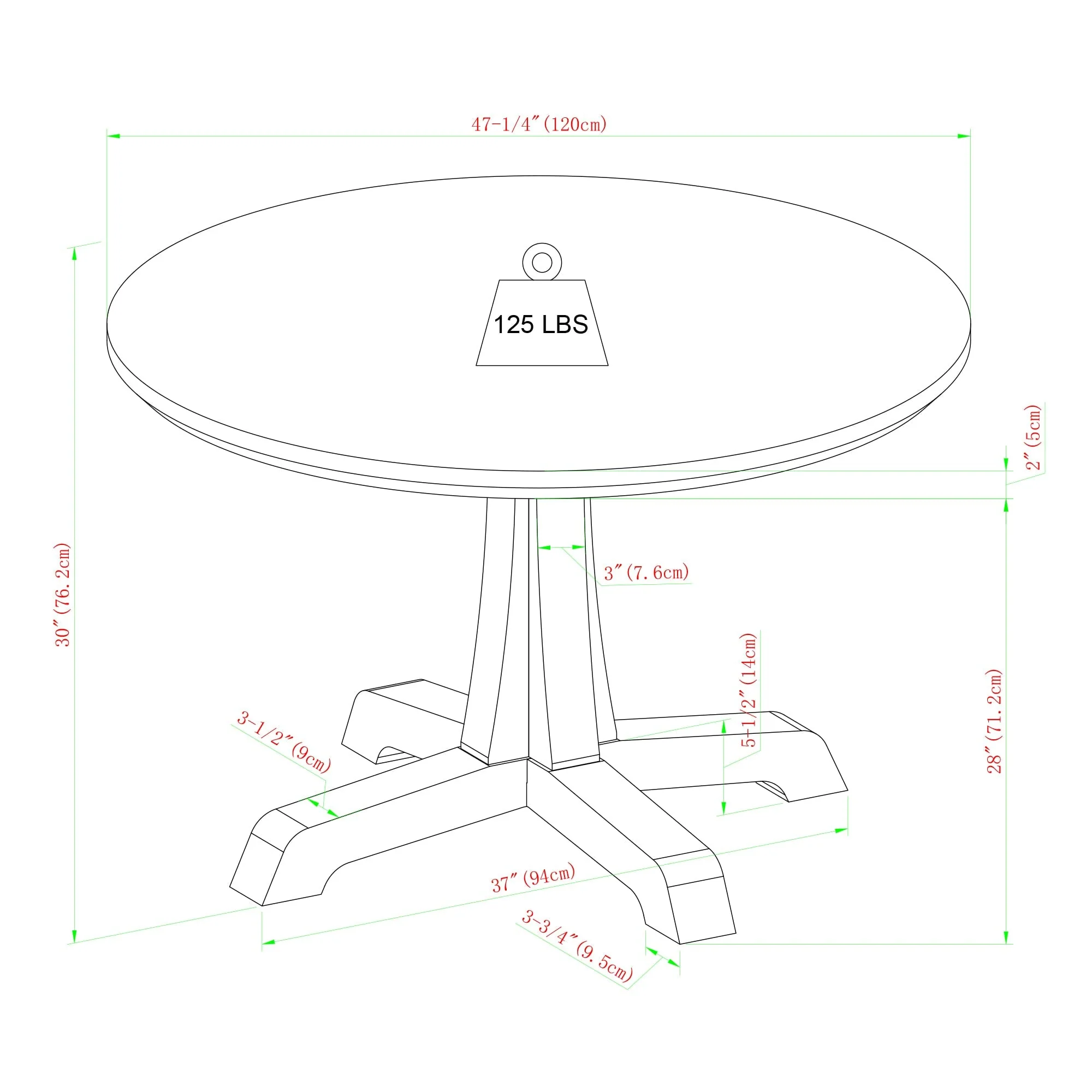 48 Round Dining Table with Pedestal Base