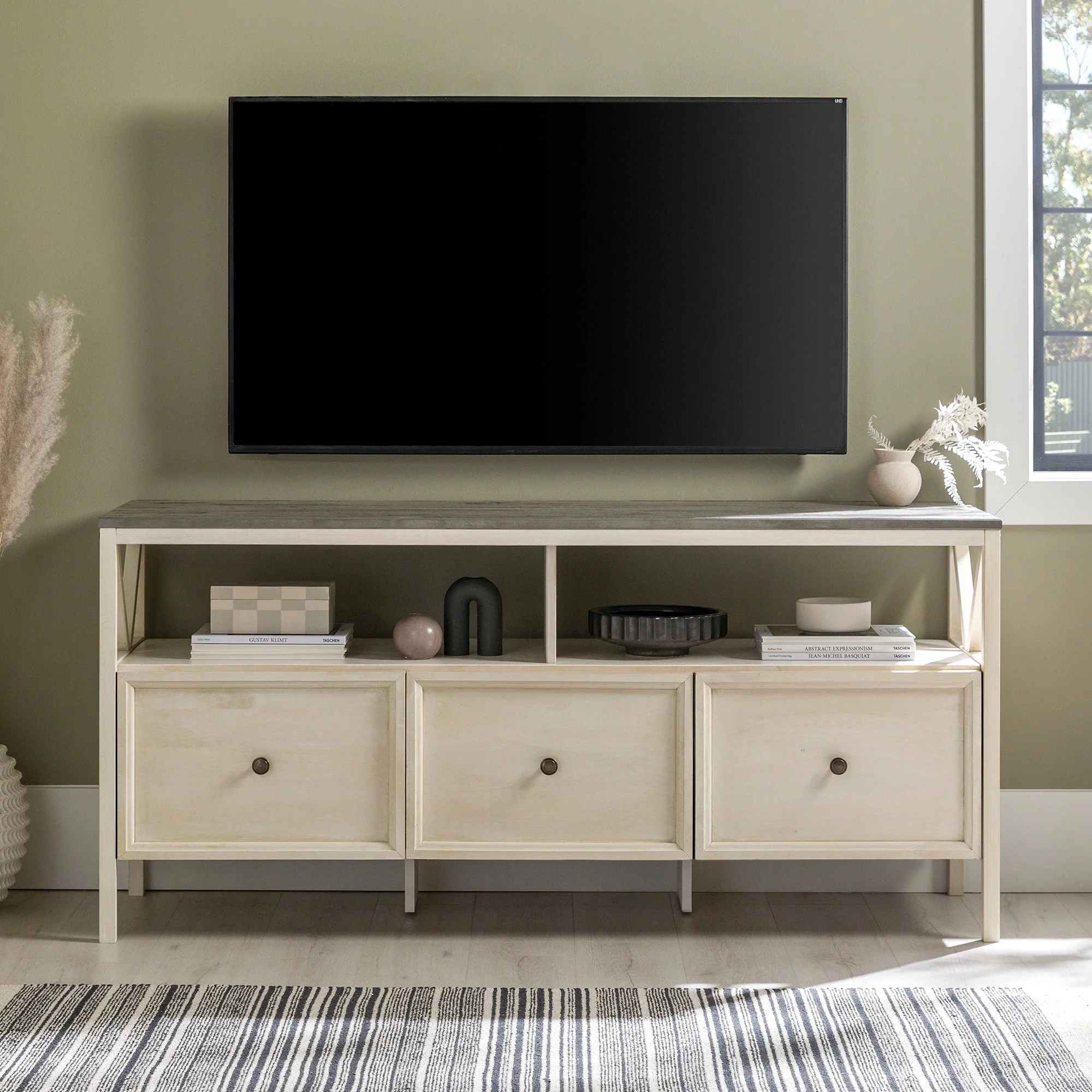 60 Distressed 3-Drawer TV Console