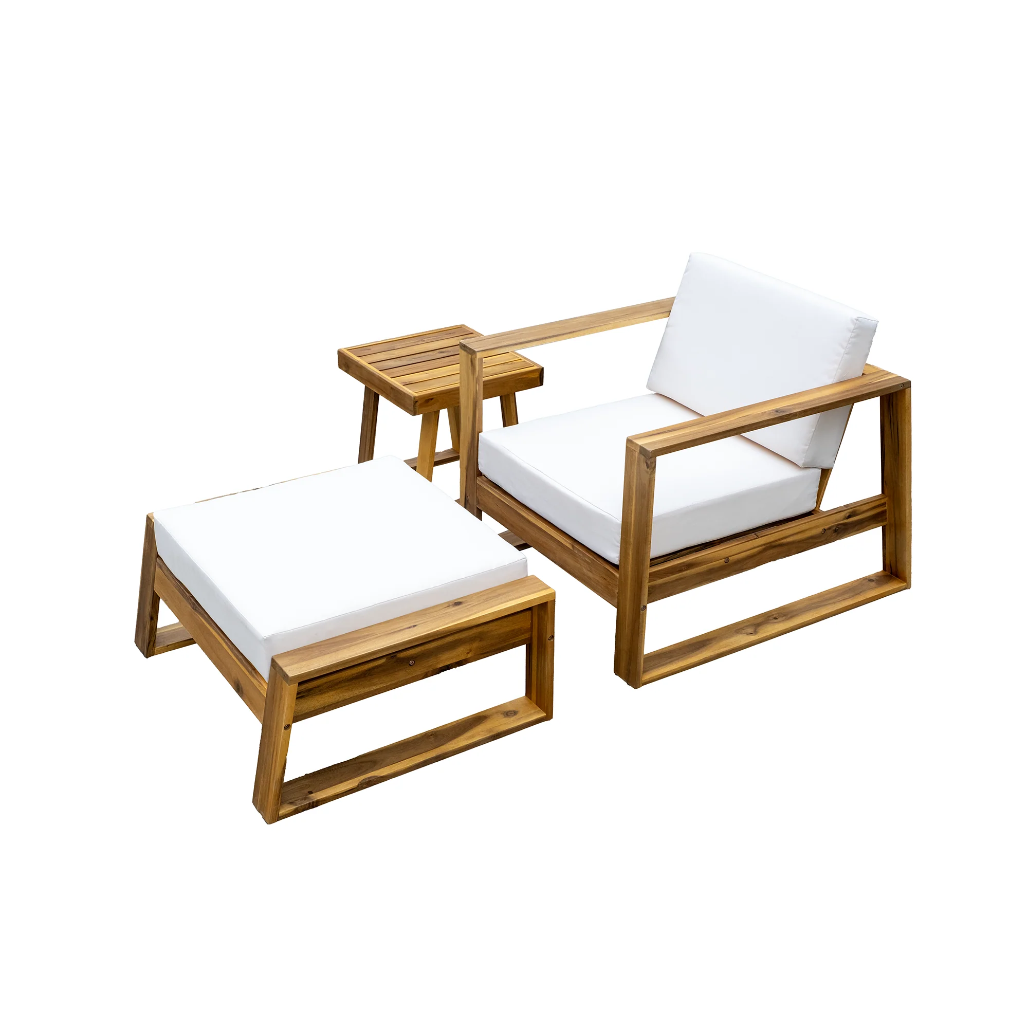 Walker Edison | 3-Piece Acacia Wood Outdoor Lounge Set
