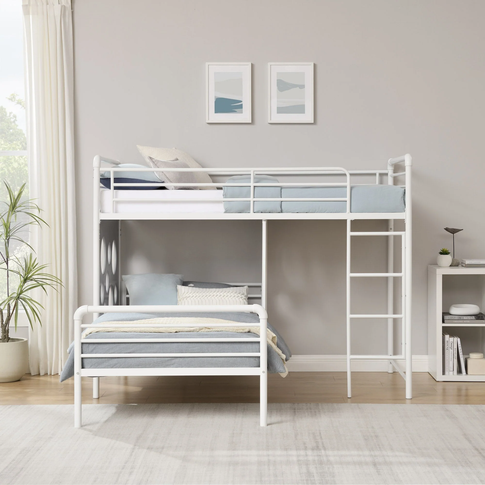 Devan 60 L-Shape Bunk Bed with Cut Out Panels