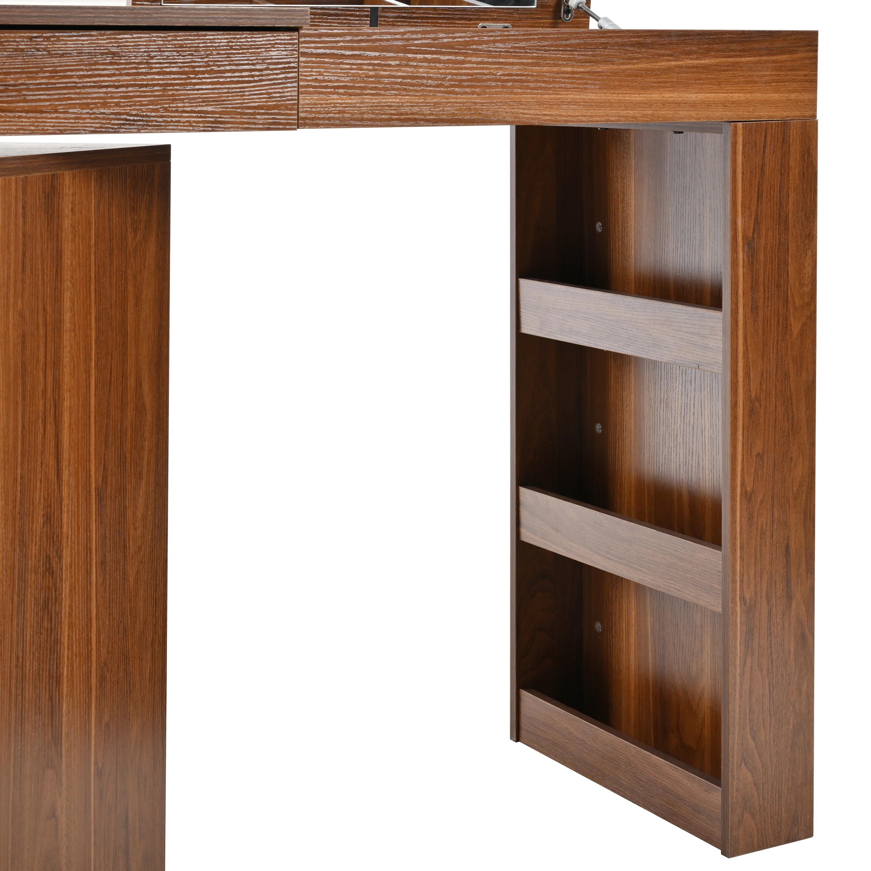 Walker Edison | Multi-Functional Vanity Desk/Dresser Set with Flip-Top Mirror and Lights