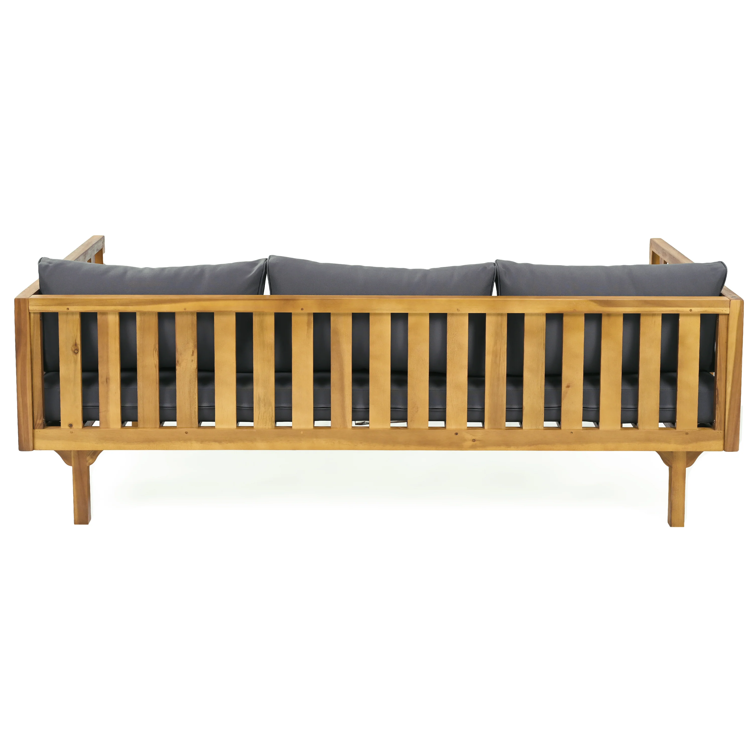 Walker Edison | Outdoor 3 Piece Teak Deep Seat Daybed Sofa with Coffee Table