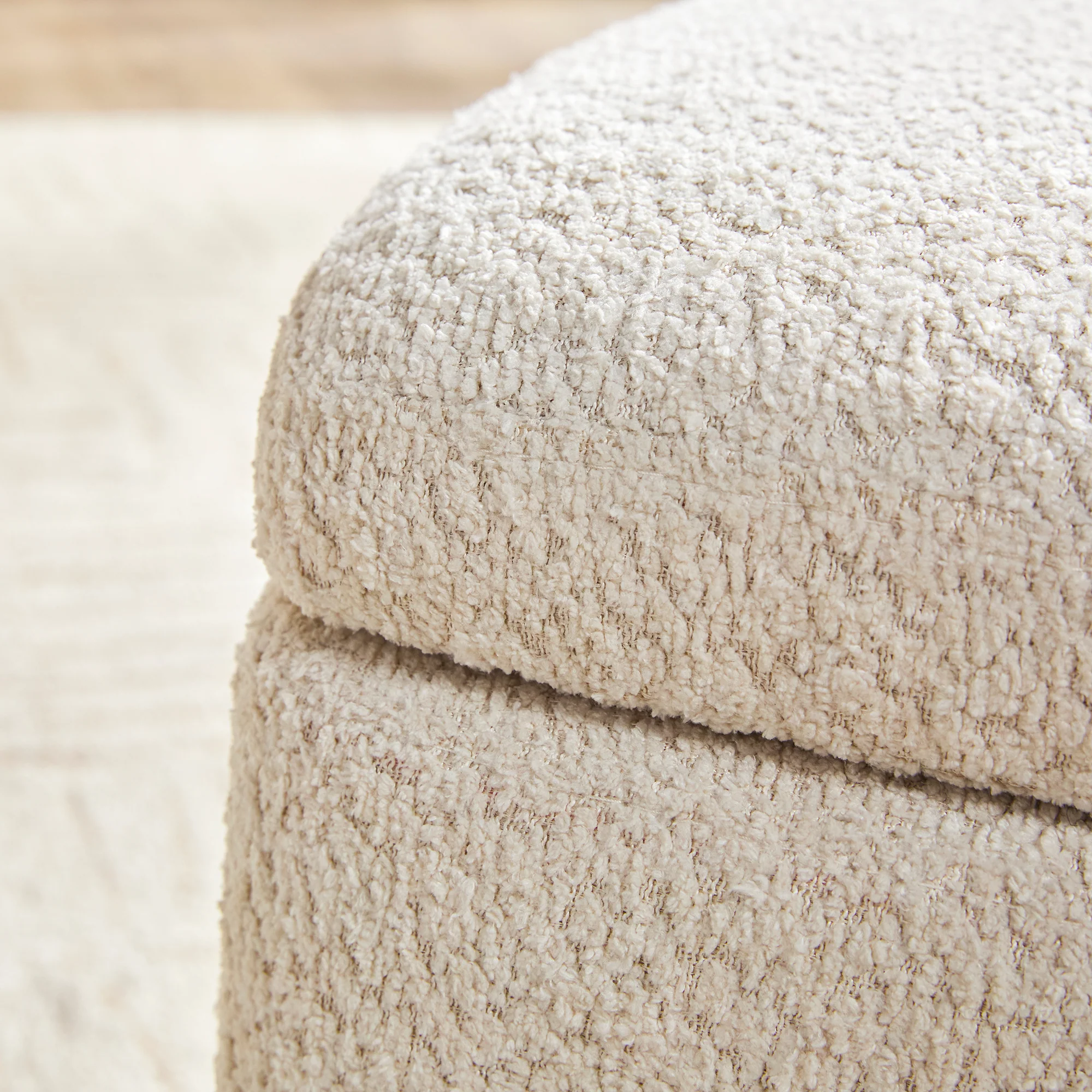 Linley Contemporary Boucle Easy Assembly Upholstered Small Storage Ottoman