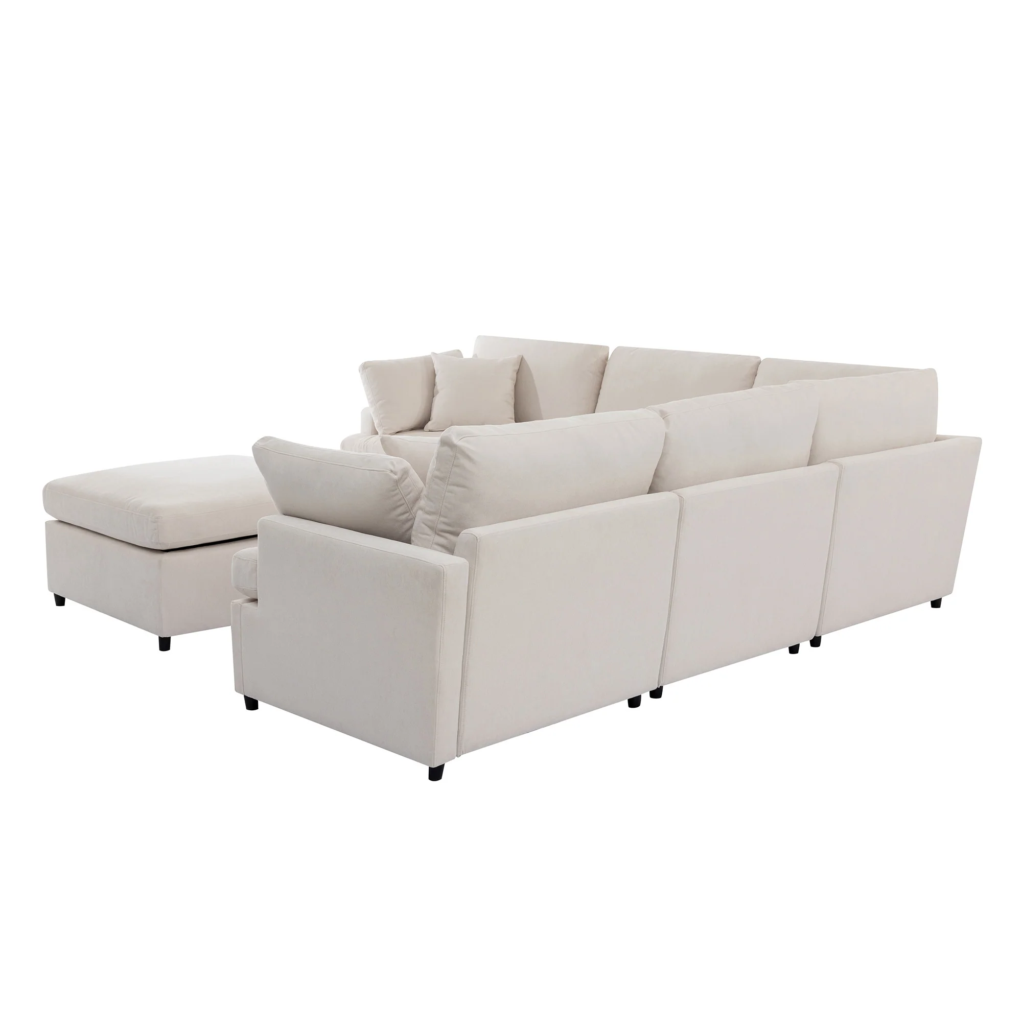 Walker Edison | Classic Modern Modular Sectional Sofa with Ottoman