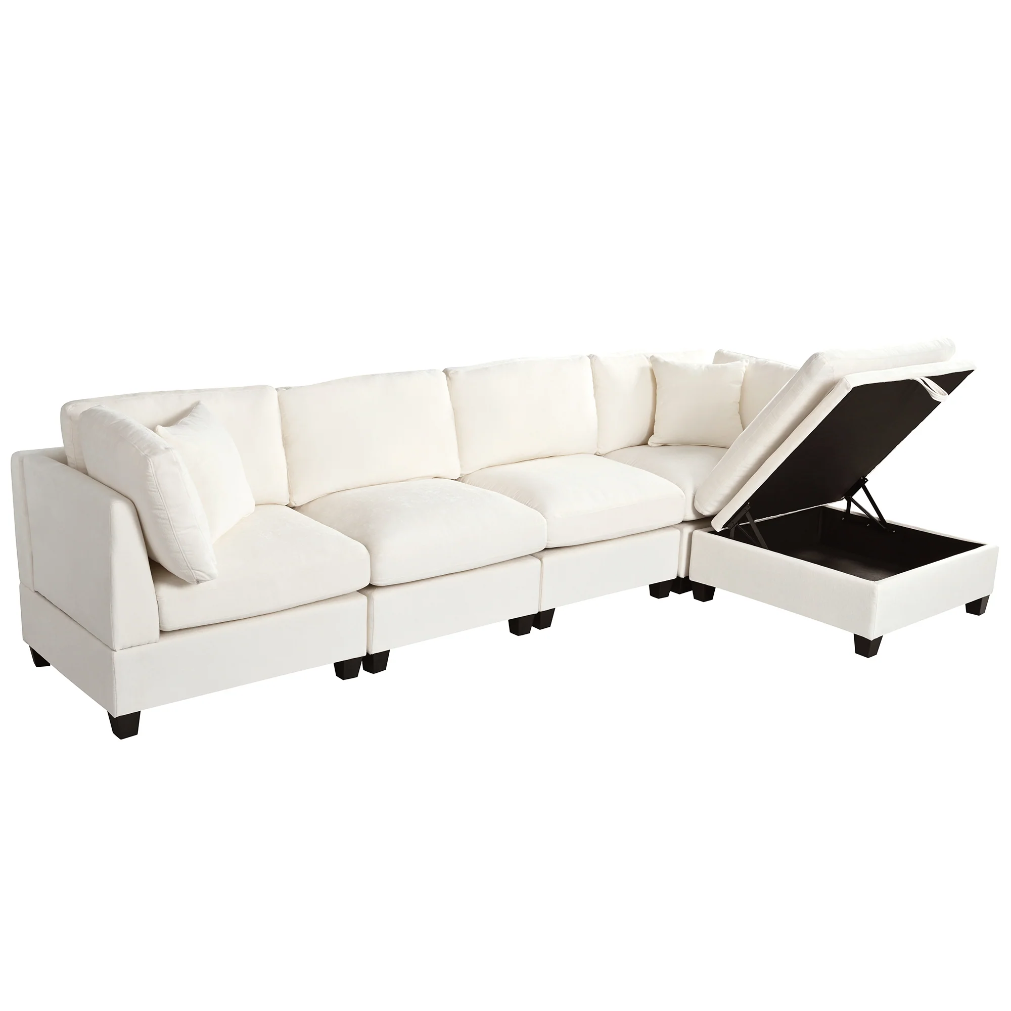 Walker Edison | Modular Sectional Sofa with Removable Storage Ottoman