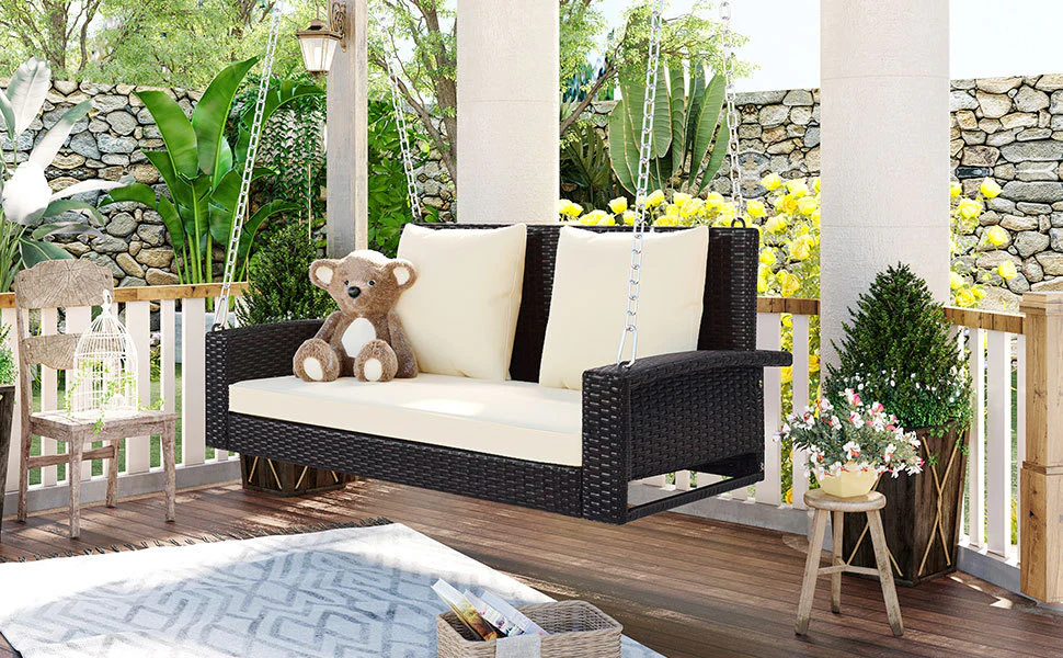 Walker Edison | Wicker Hanging Porch Swing