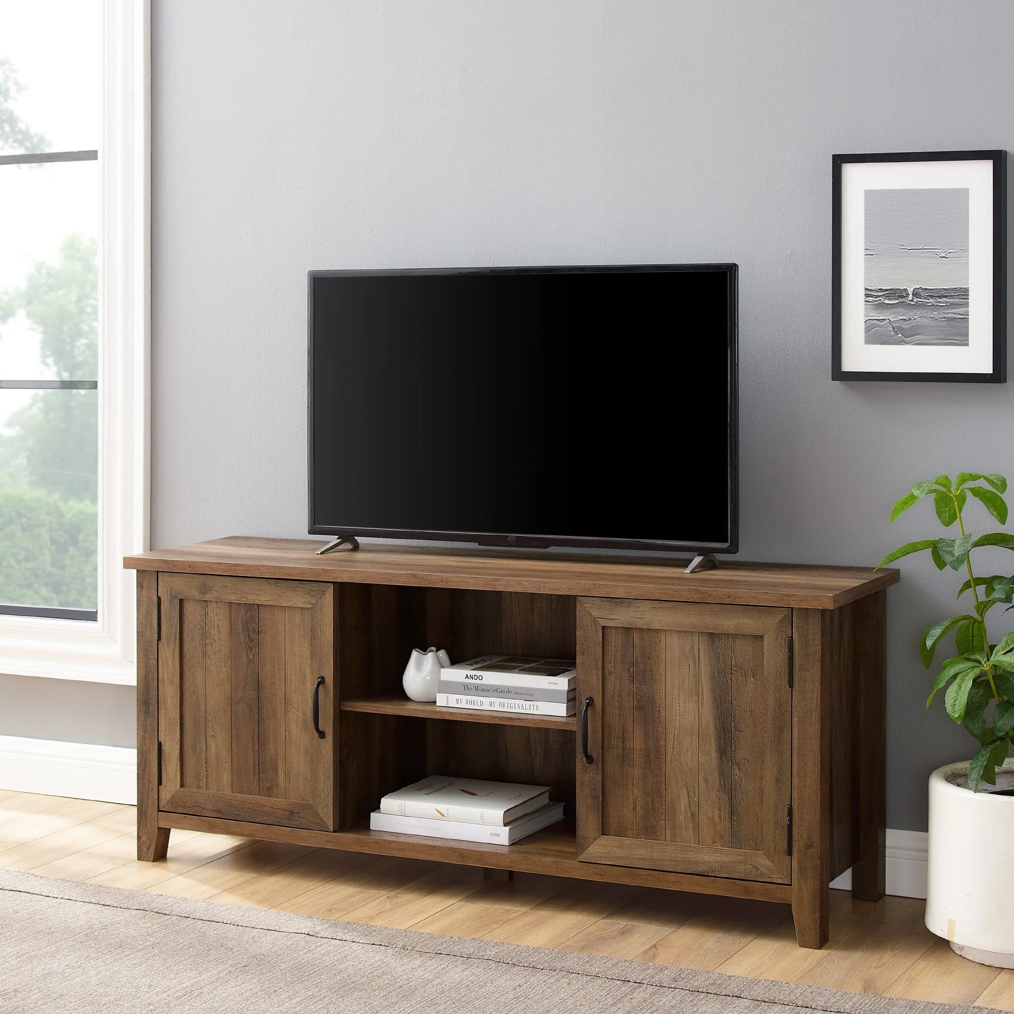 Farmhouse 58 Modern Grooved 2 Door TV Stand