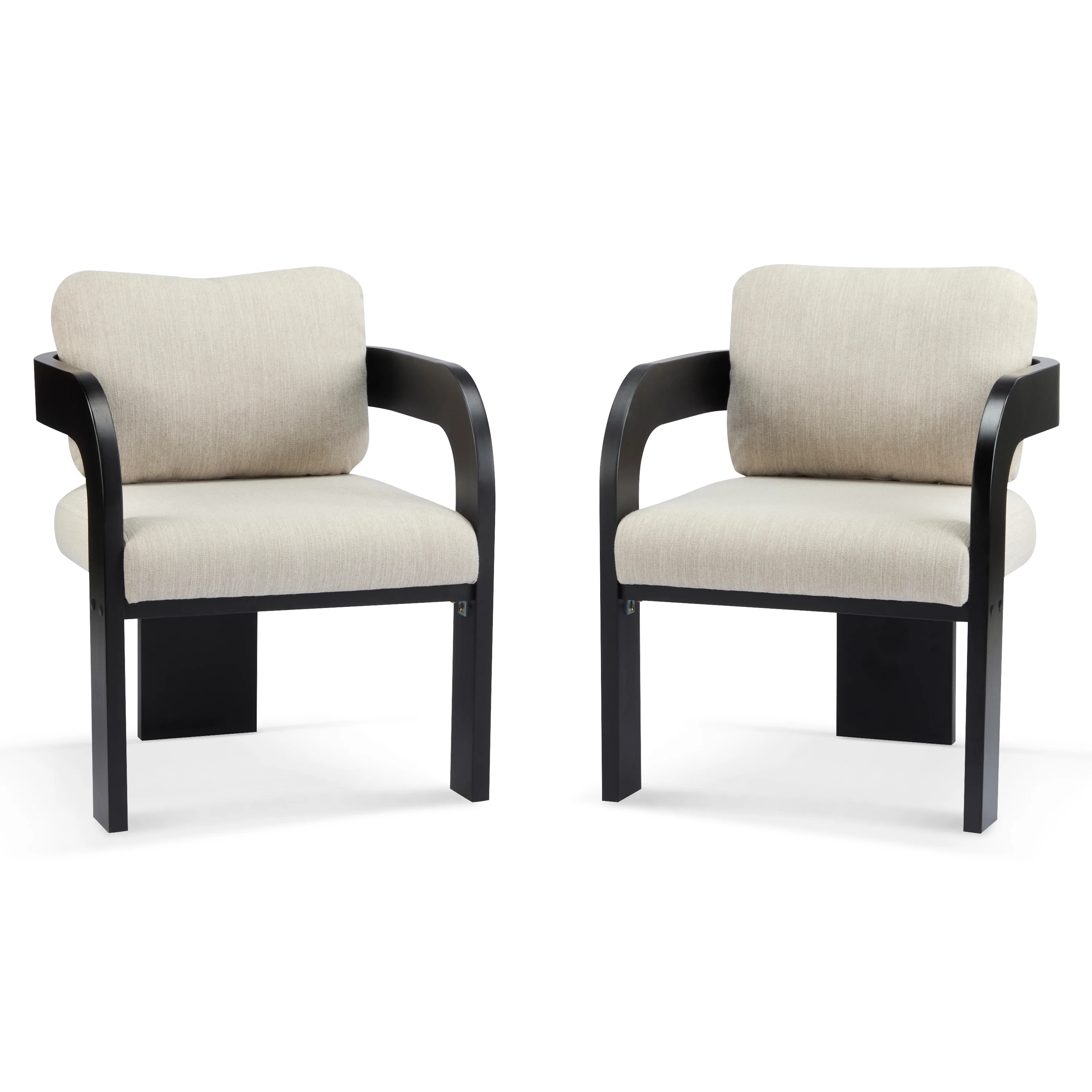 Black 2 Pack Dining Chairs with Pillow Back and Solid Wood Frame