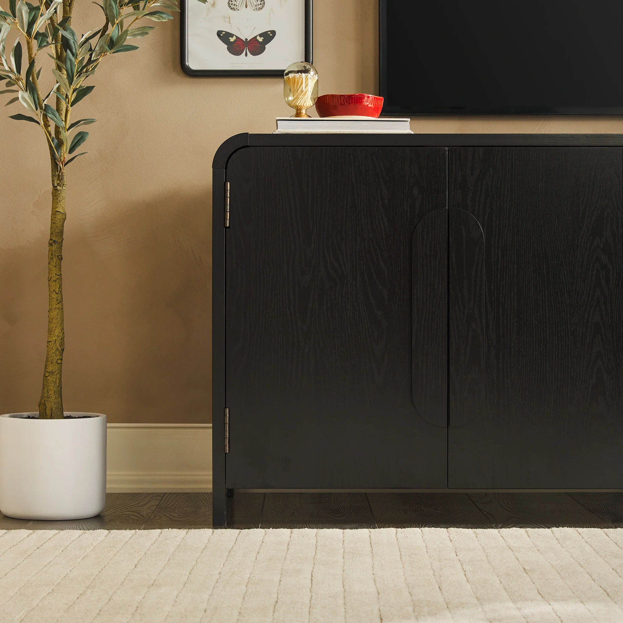 Chantelle Modern Curved Buffet Sideboard and TV Stand