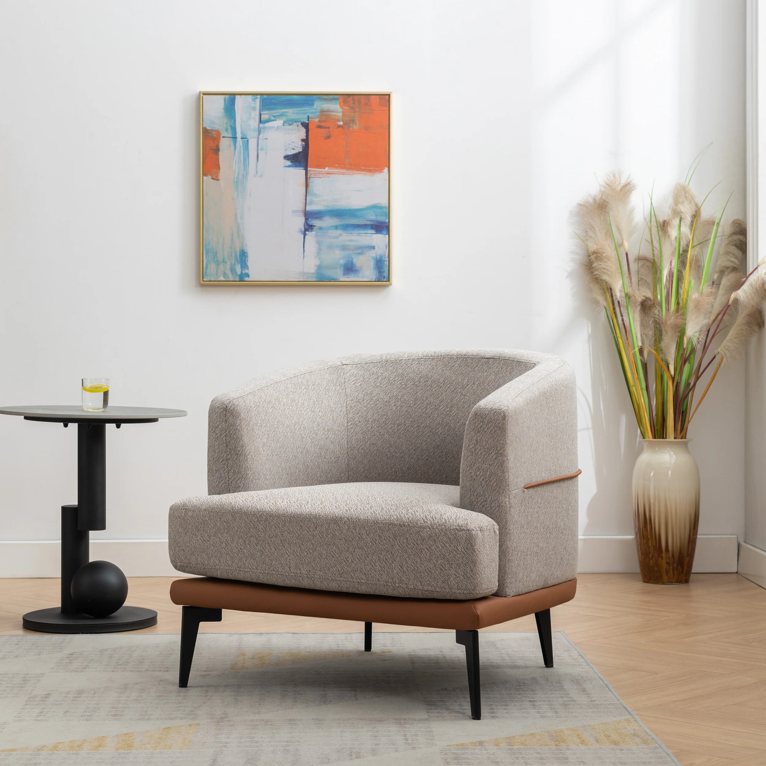 Walker Edison | Modern Two-tone Barrel Accent Chair