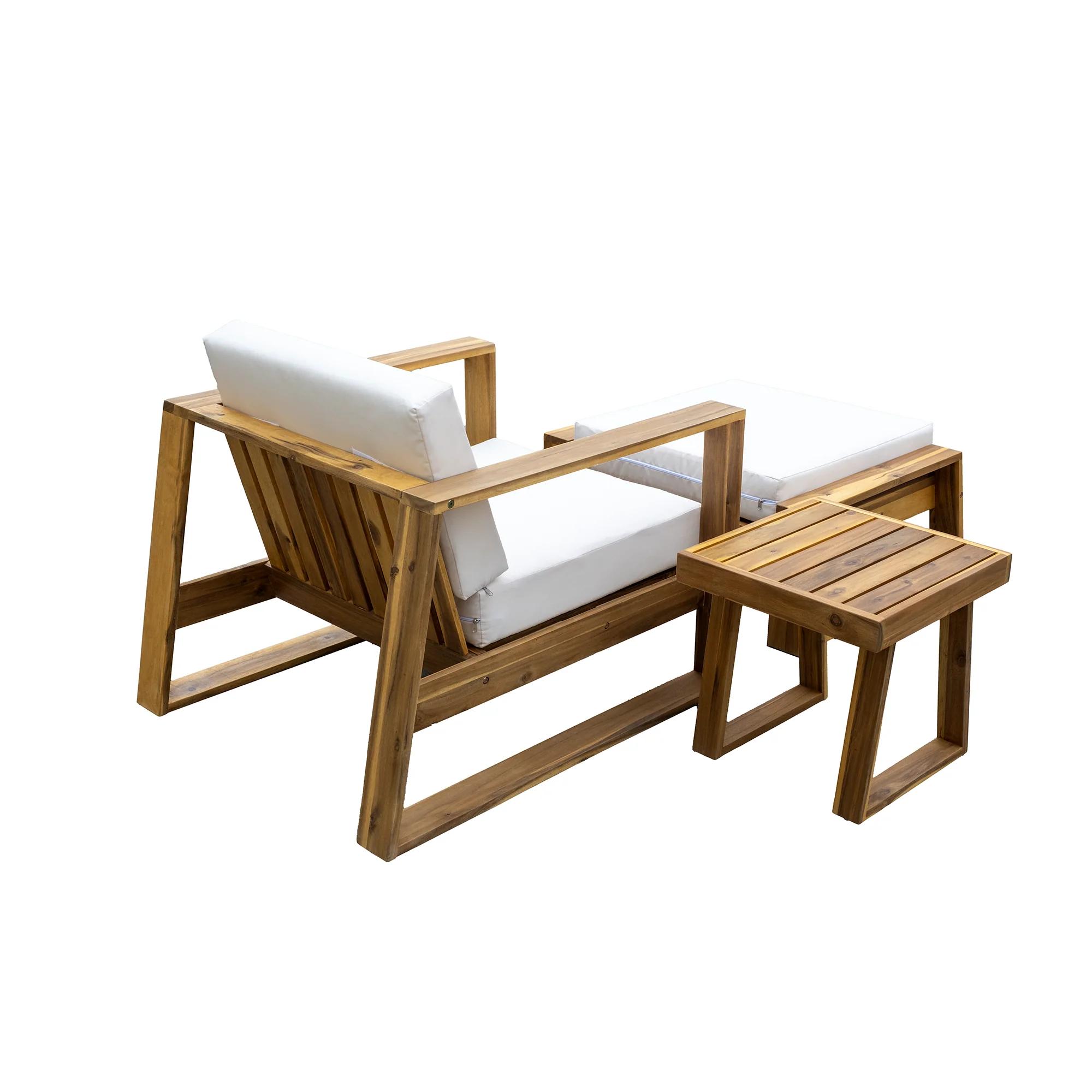 Walker Edison | 3-Piece Acacia Wood Outdoor Lounge Set