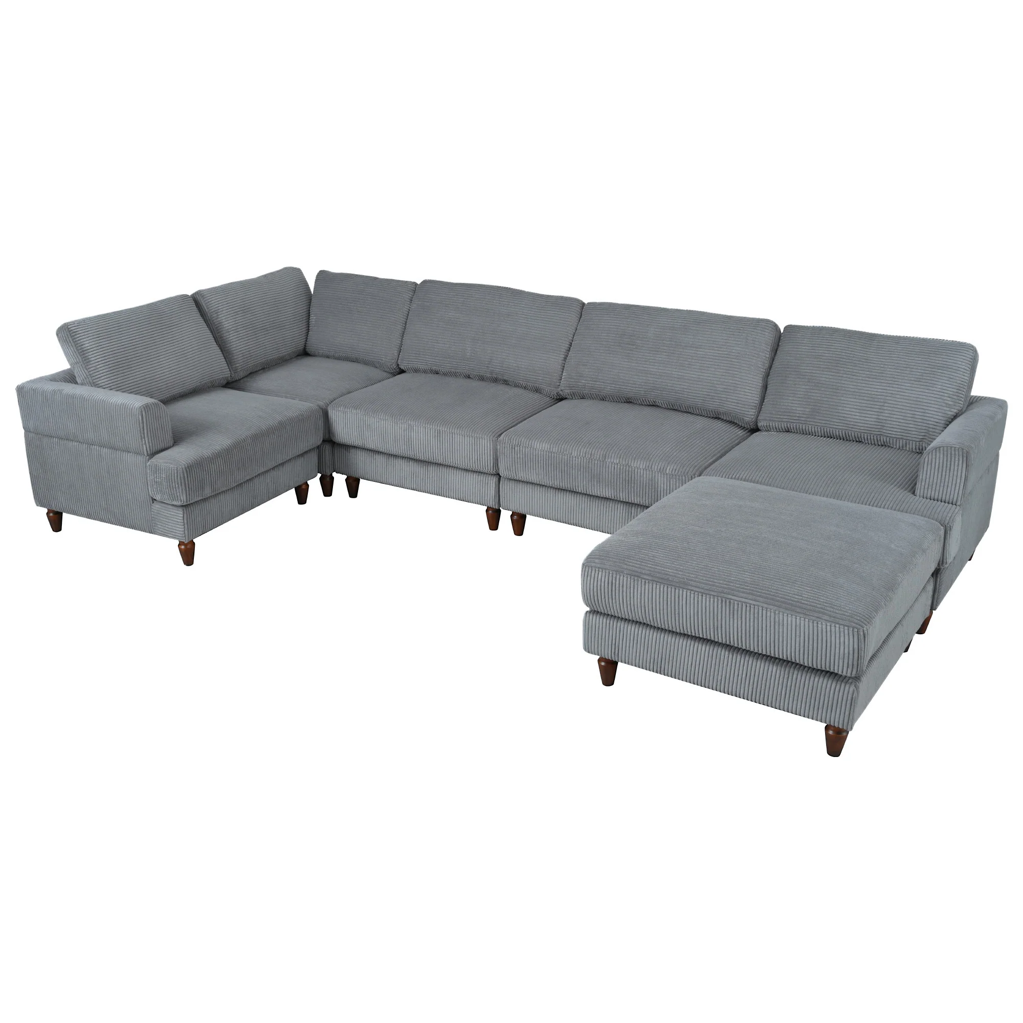 Walker Edison | Corduroy Modular Sectional Sofa with Ottoman