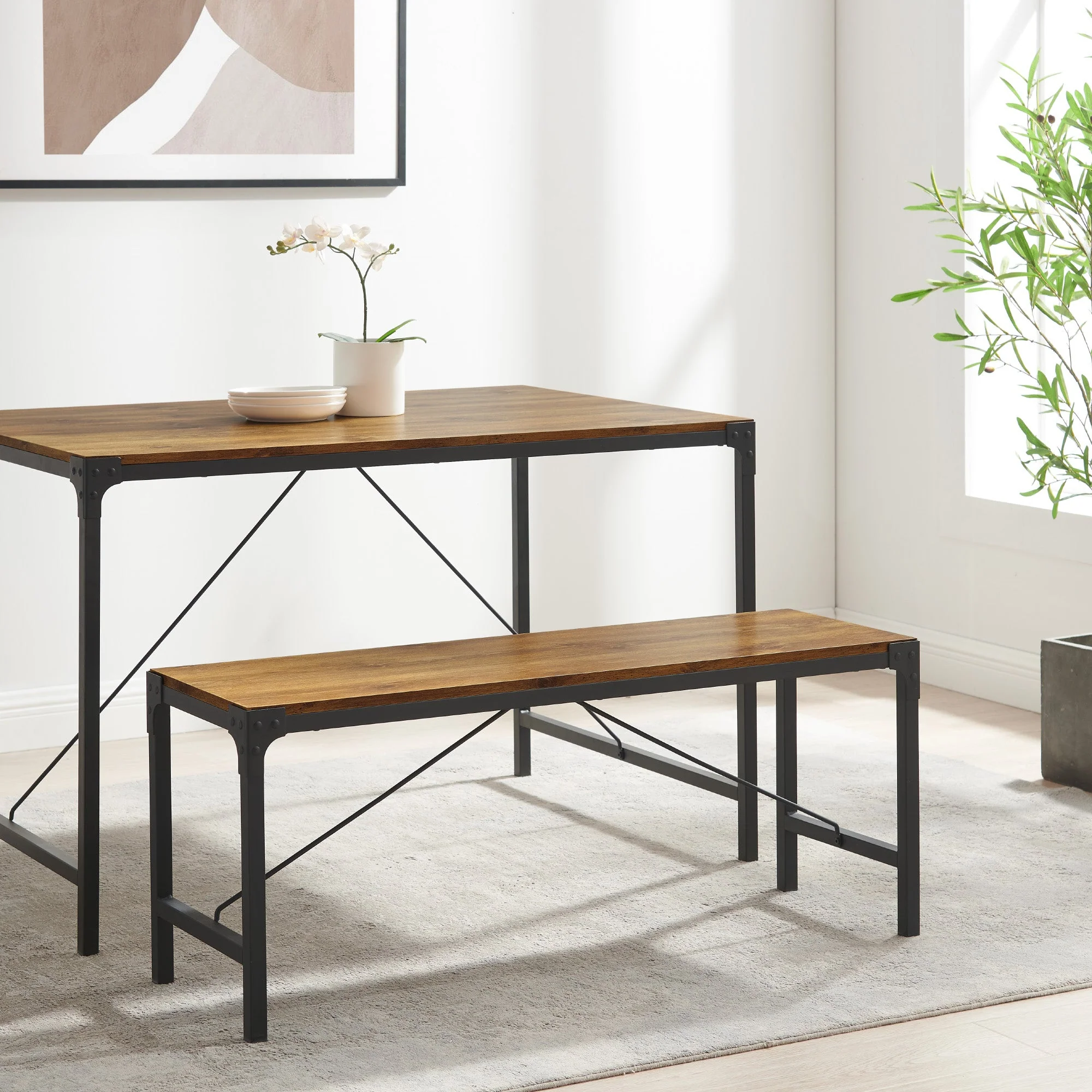 Angle Iron 44 Trestle Style Dining Bench