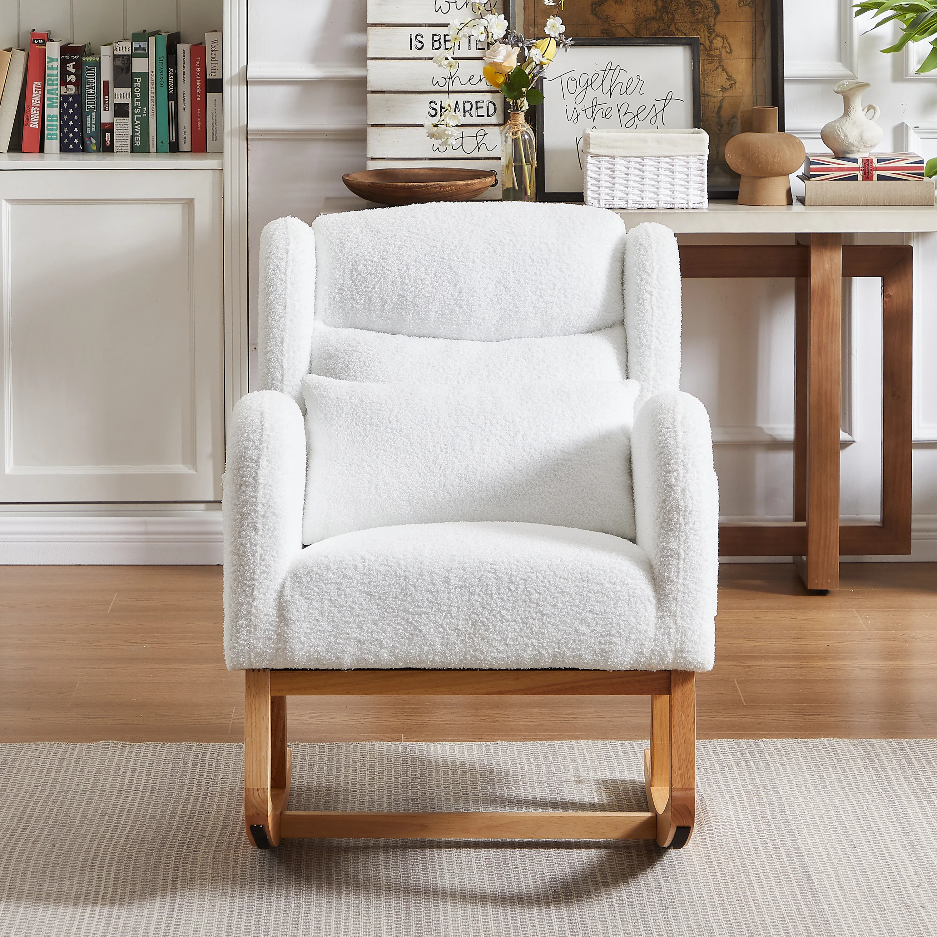 Walker Edison | Modern Boucle Lounge Arm Rocking Chair