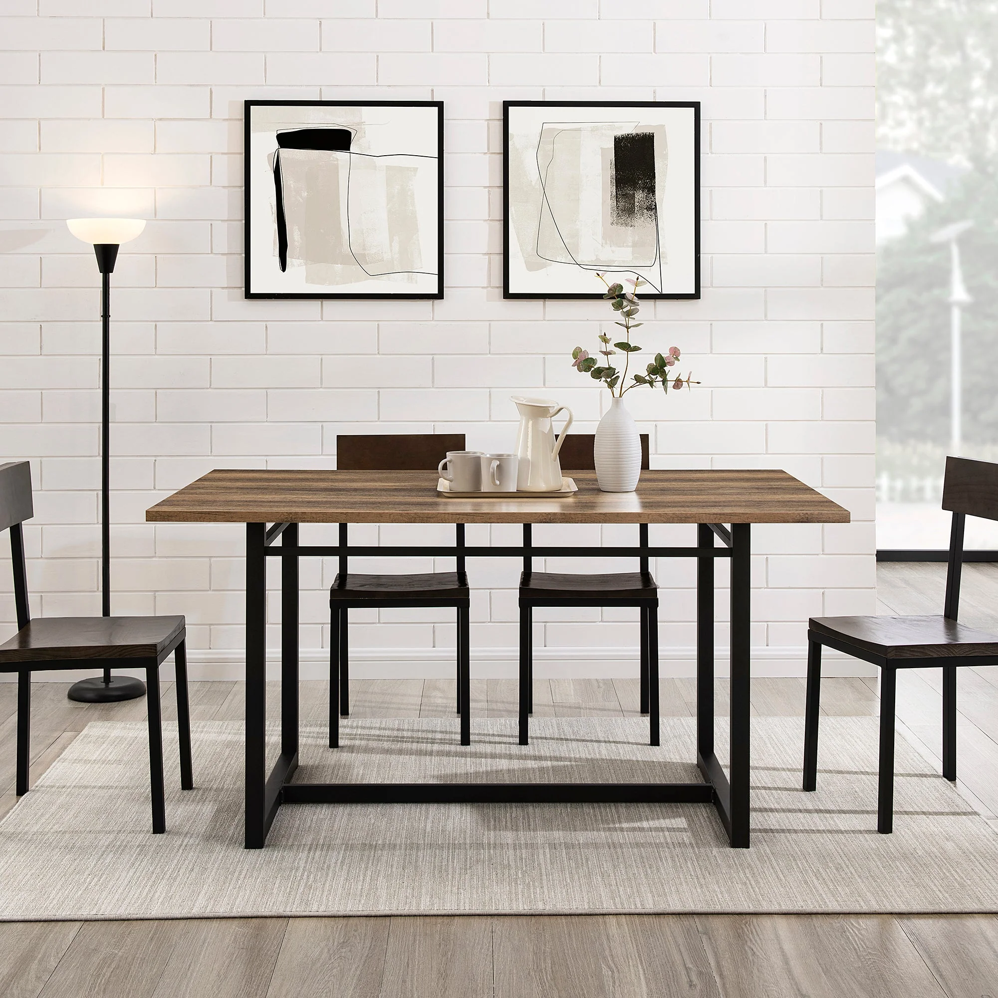 60 Contemporary Wood and Metal Dining Table