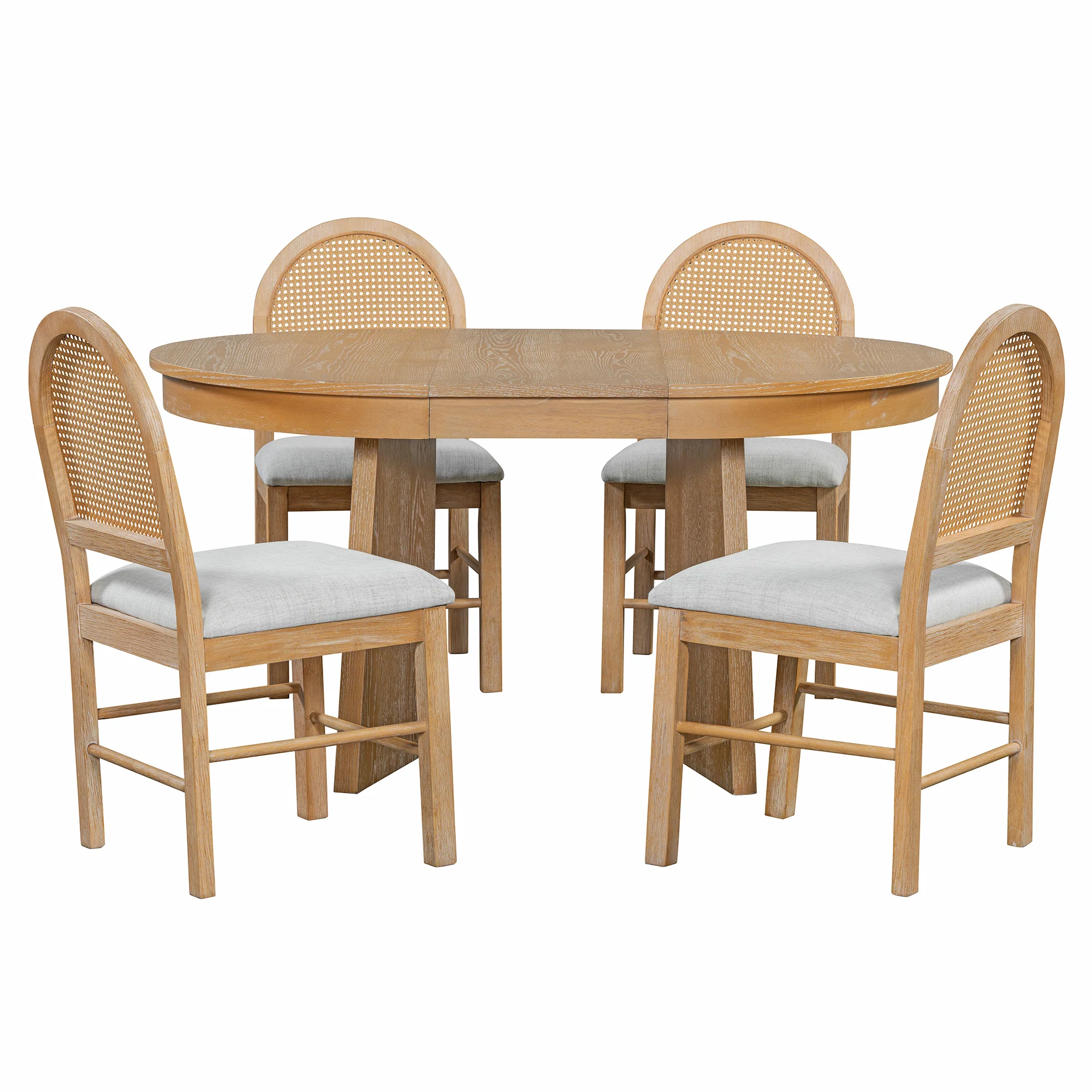 Walker Edison | Extendable 5-Piece Round Dining Table Set for 4
